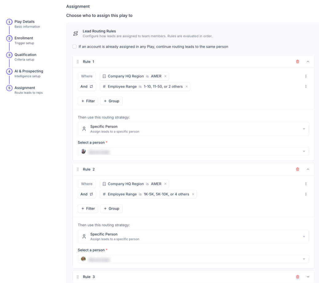 Setting up routing rules