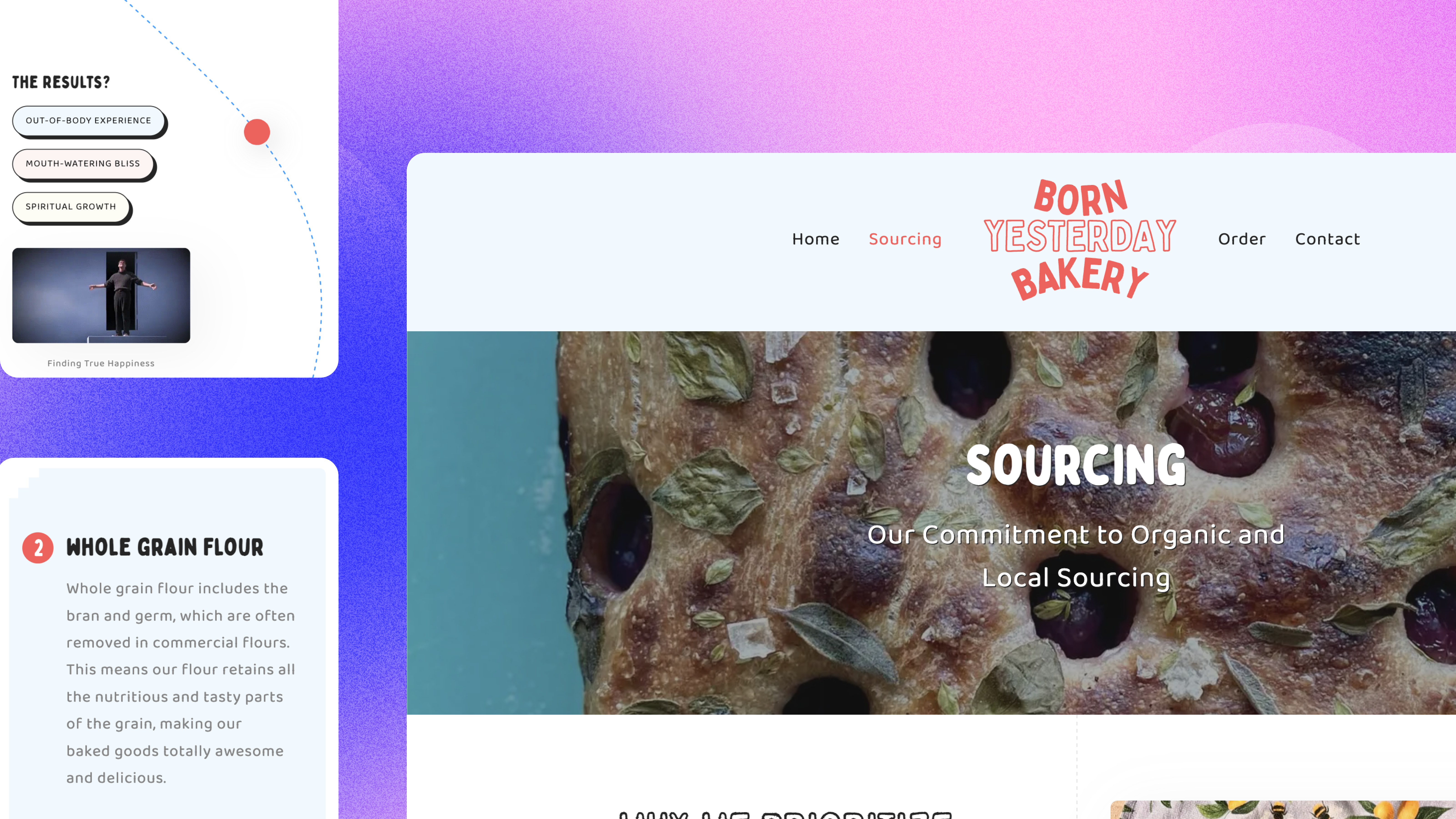 Born Yesterday Bakery website on different screen sizes