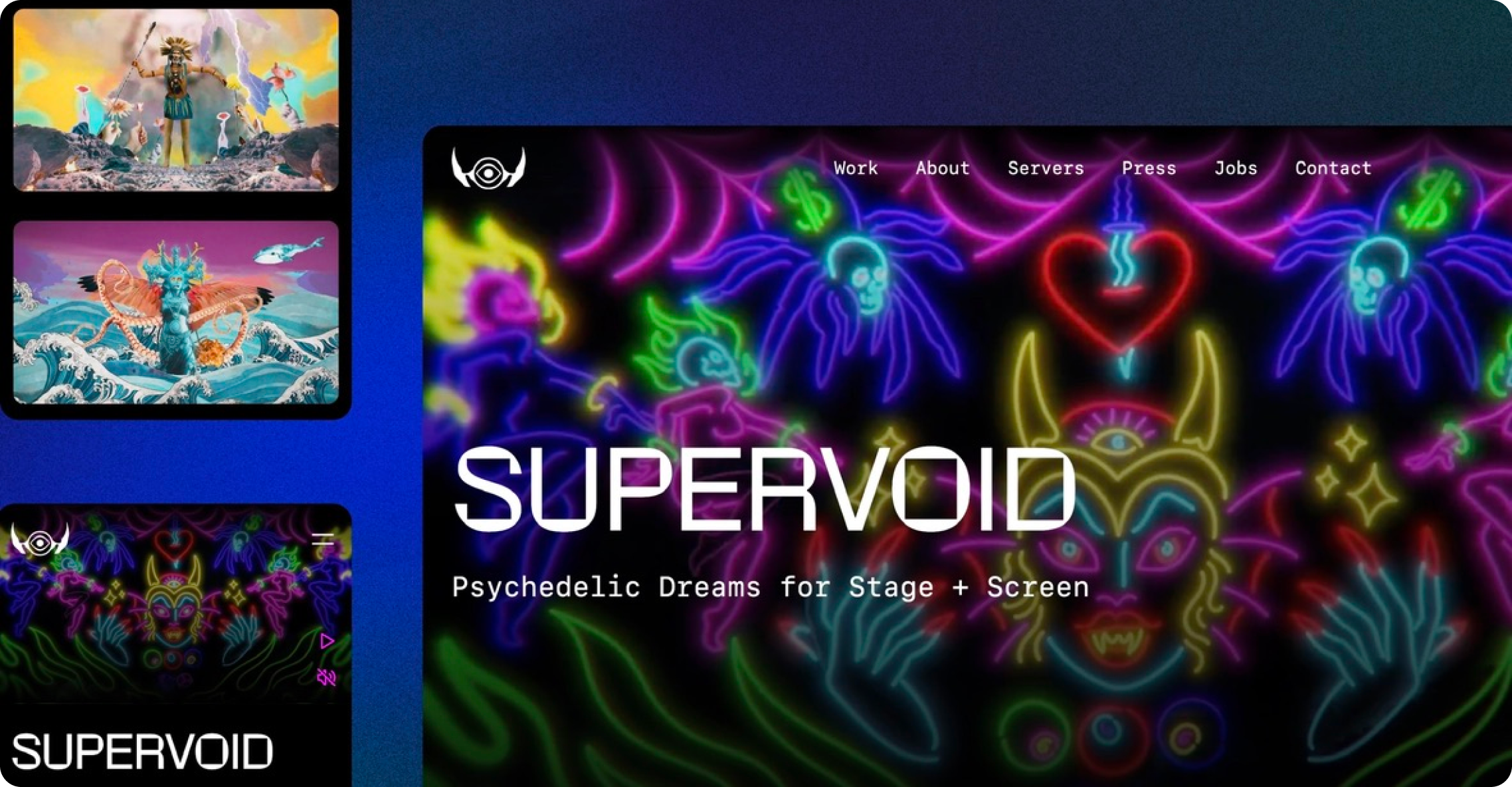 Supervoid website on different screen sizes