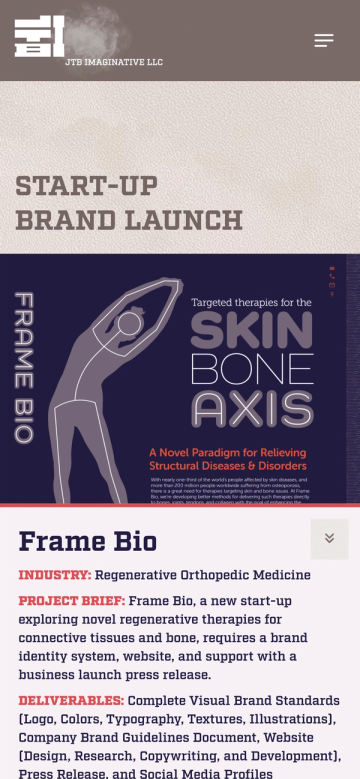Start-up brand launch project page on a phone