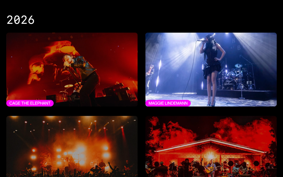 Supervoid's project grid on the homepage, grouped by year
