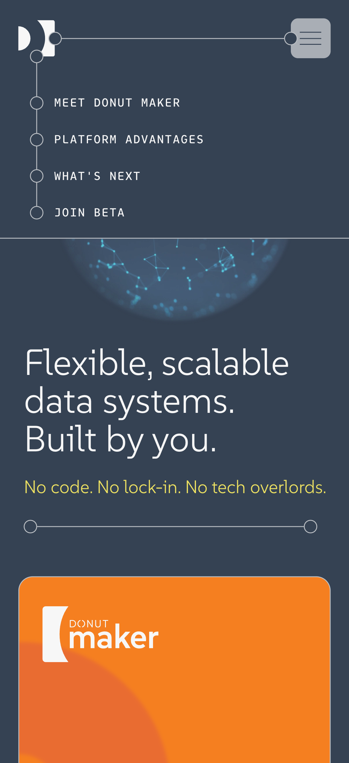 The open menu on a phone, with lines connecting each link