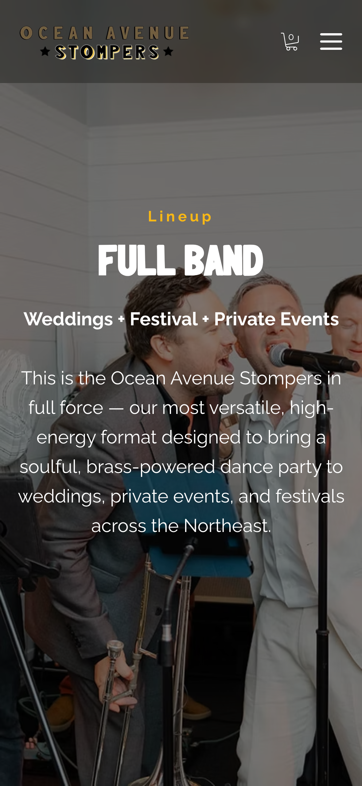 The Full Band lineup page on a phone