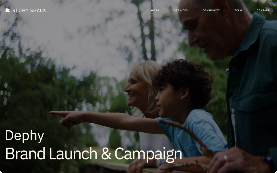 The Story Shack's Dephy case study page on desktop