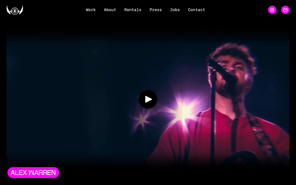 Supervoid's Alex Warren project page, opening on show footage