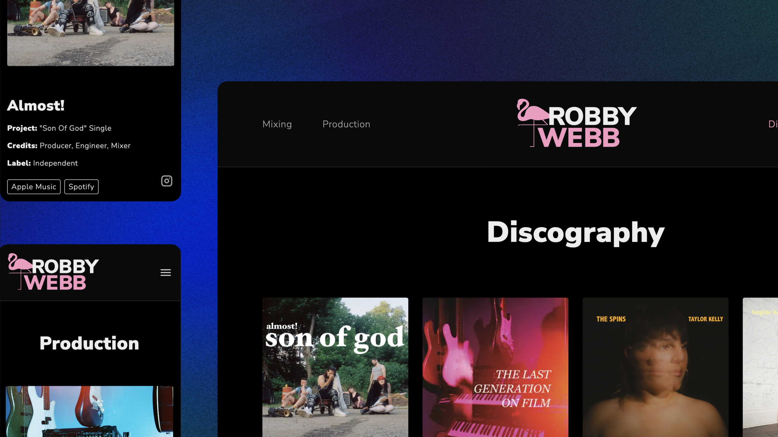 Robby Webb website on different screen sizes