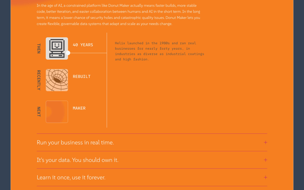 The Then, Recently and Next timeline inside an open Donut Maker panel on desktop