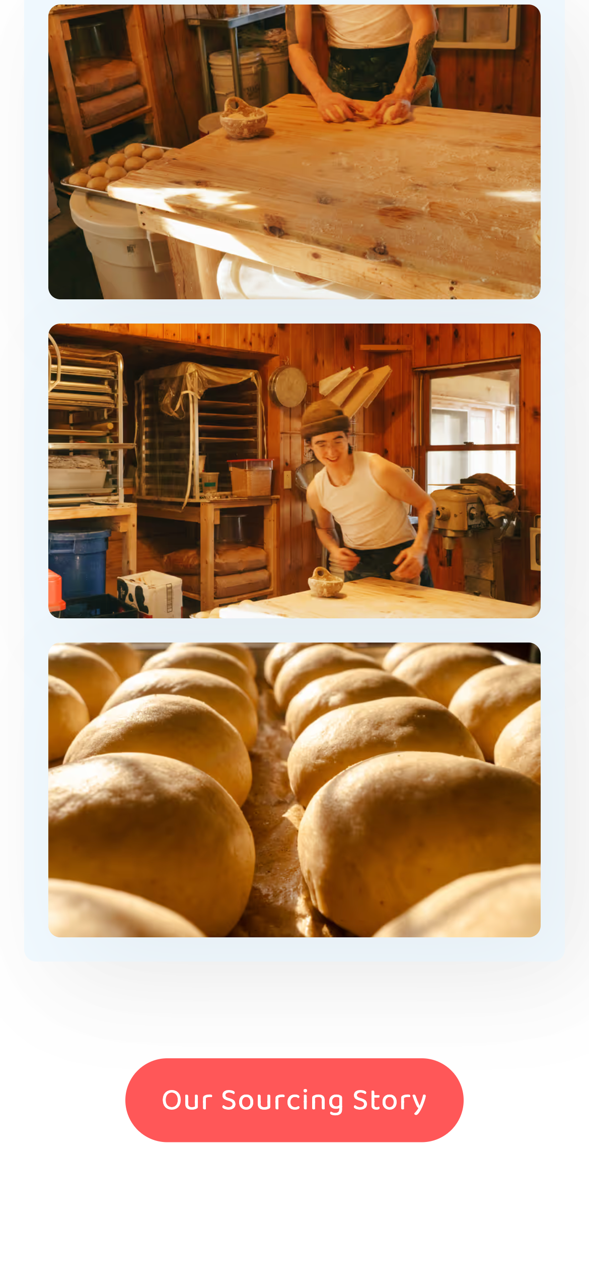 Photos of the bakery on the homepage, on a phone