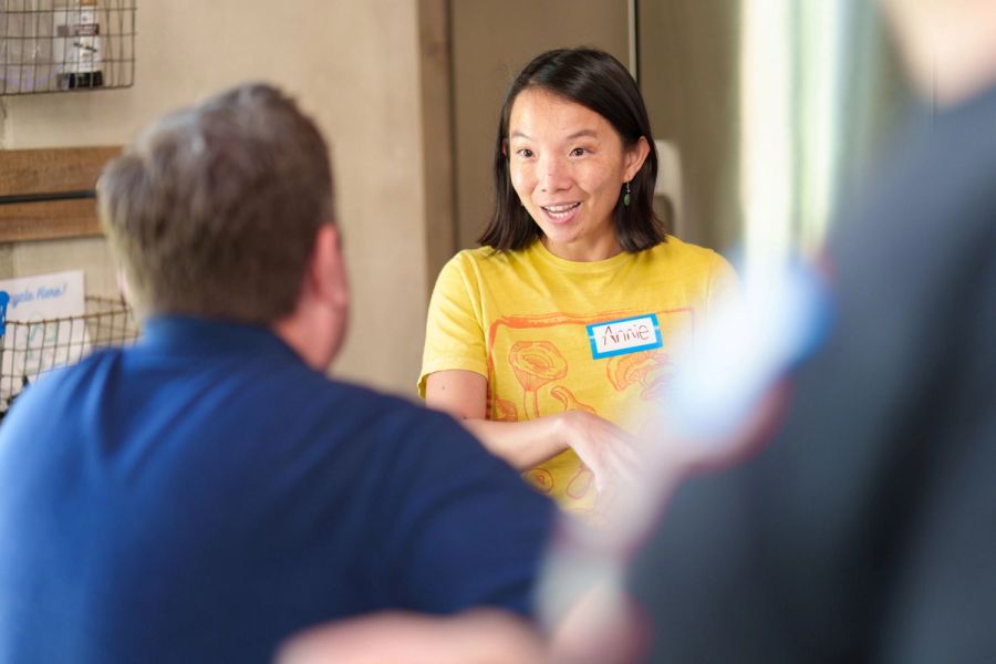 A woman during a group leadership training