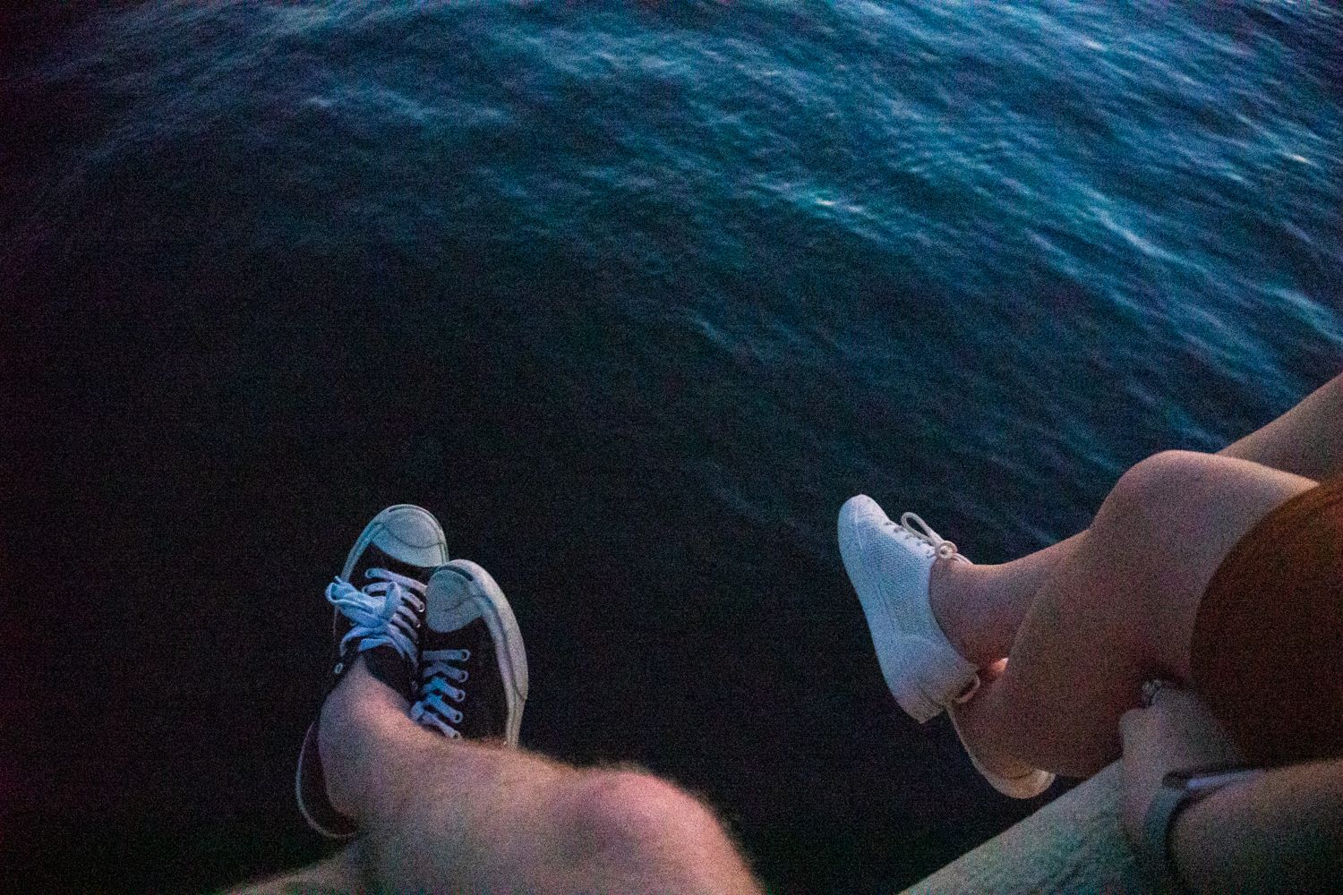 Dangling our feet over the docks in Zadar, Croatia
