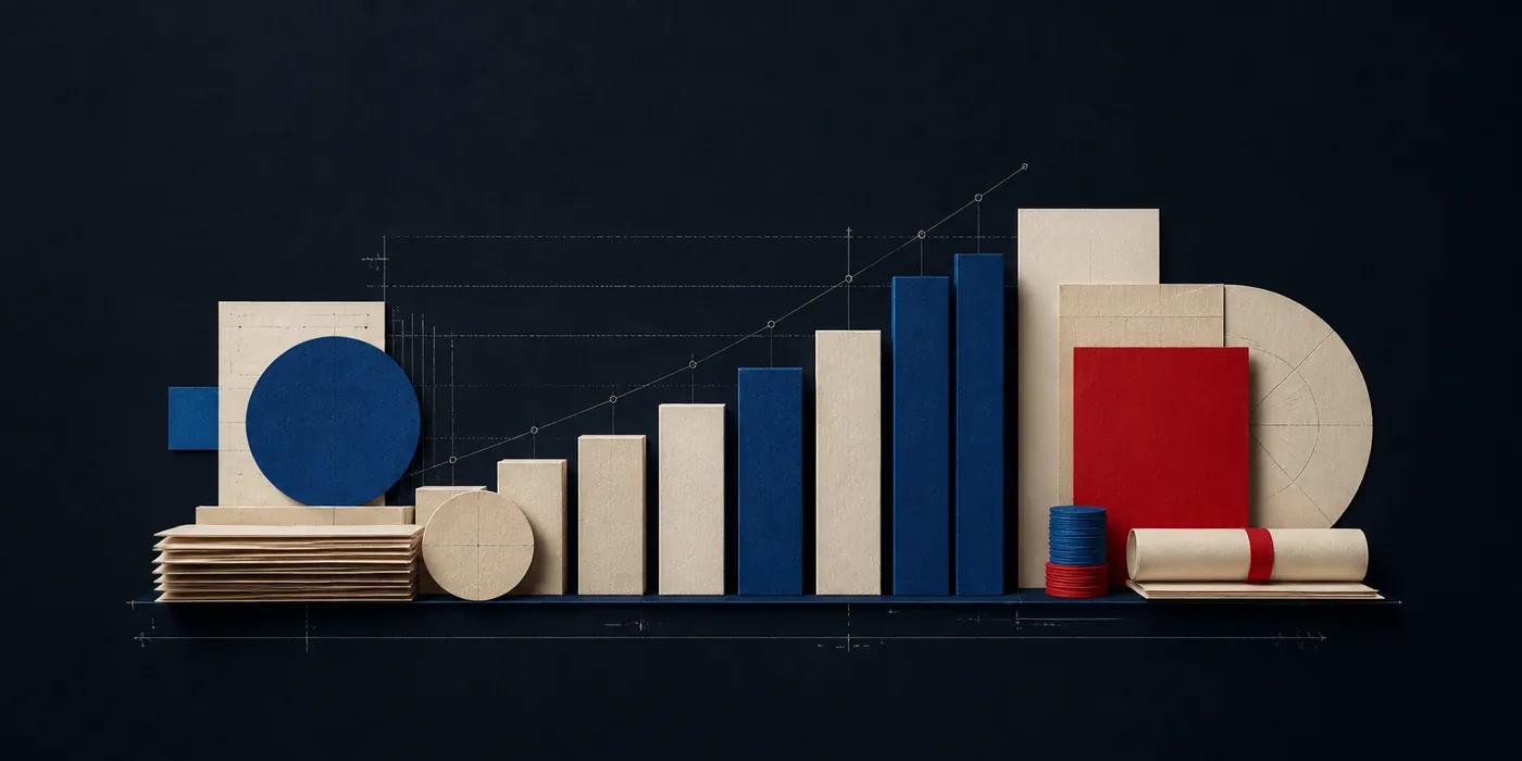 Overhead view of financial charts, laptop, and magnifying glass, ideal for business analysis themes.