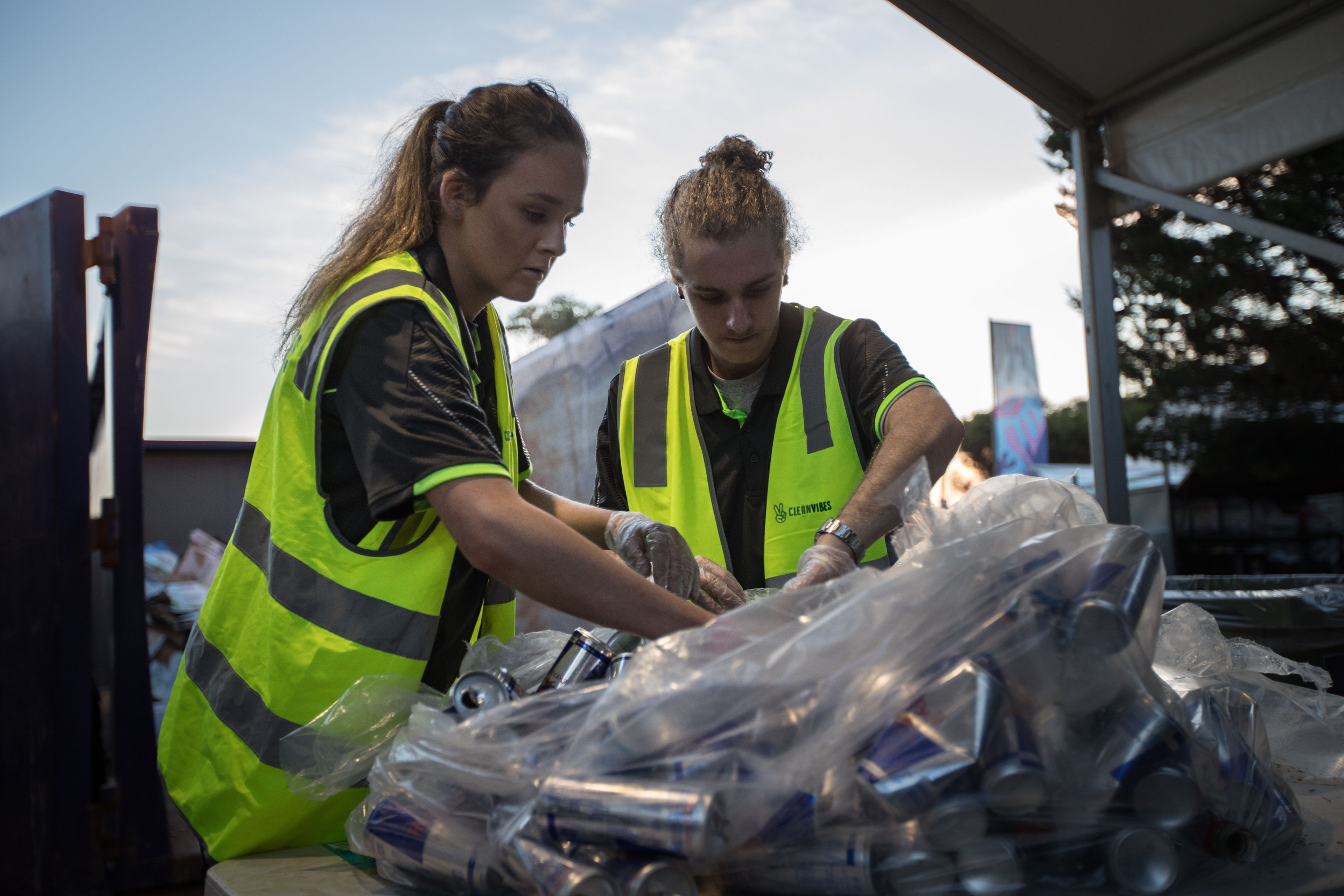 Clean Vibes staffs sorting waste