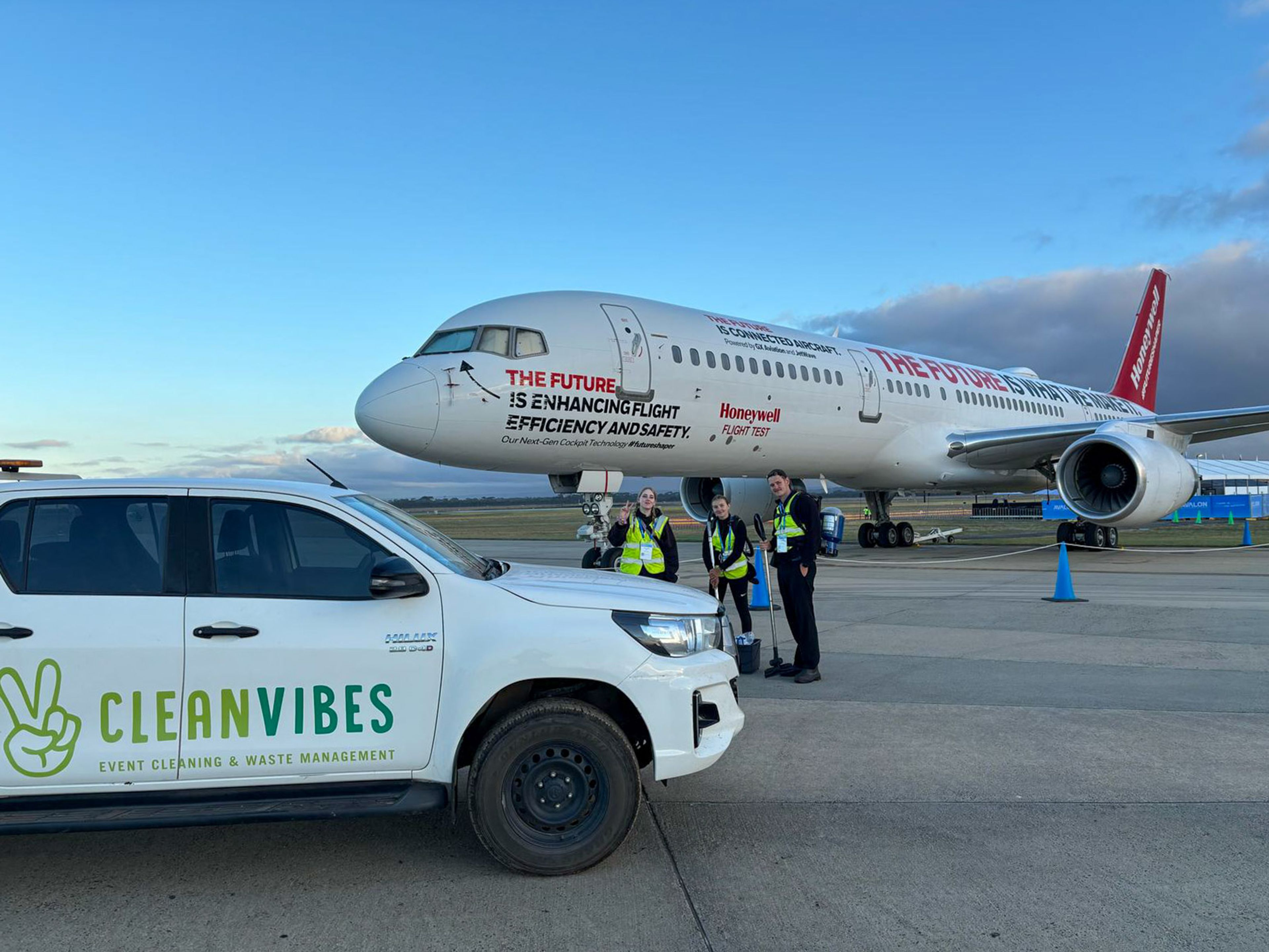 Clean Vibes staffs and vehicle at Avalon Airshow 2025