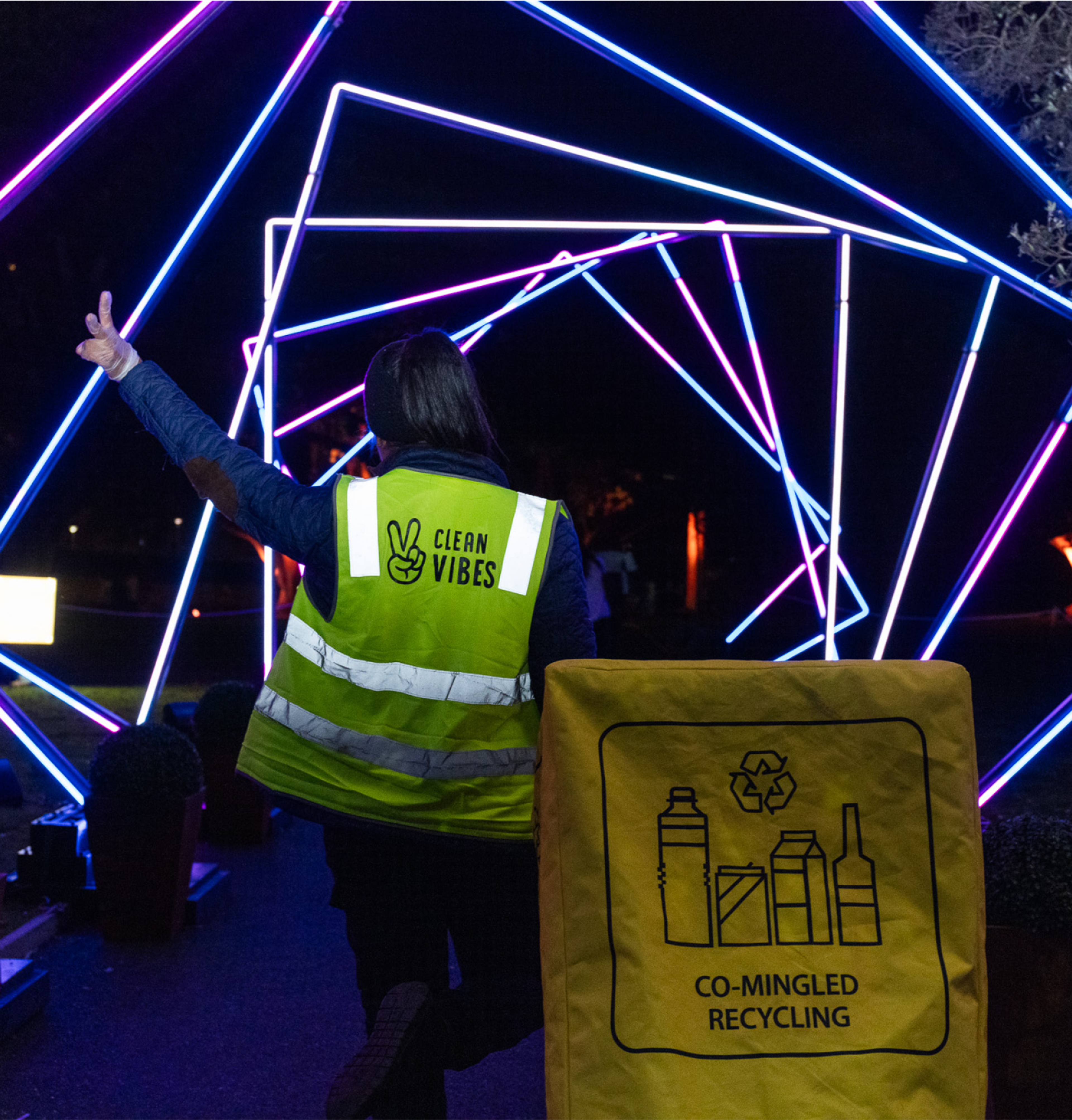 Clean Vibes employee at VIVID Festival in Sydney