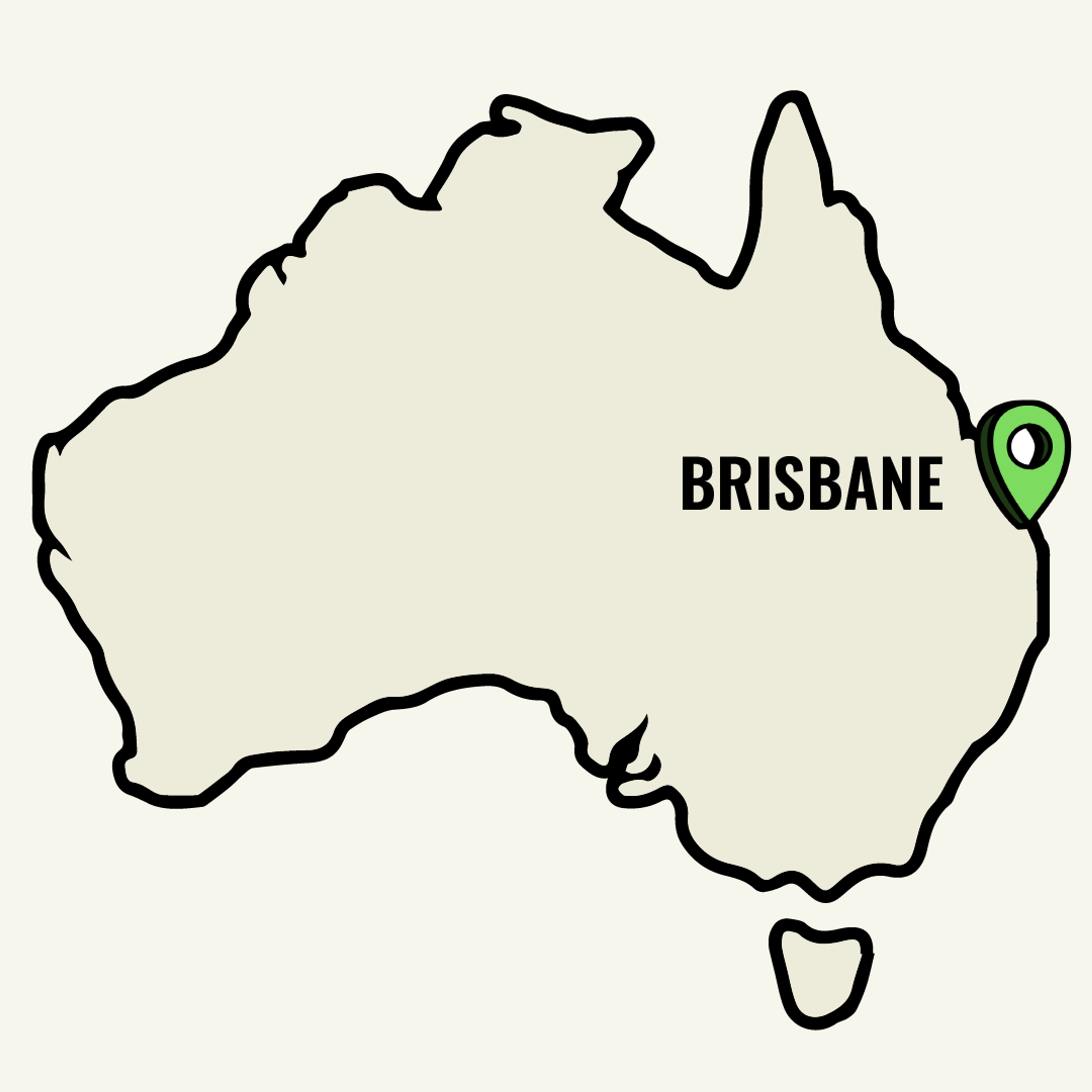 Map of Australia showcasing Brisbane location point