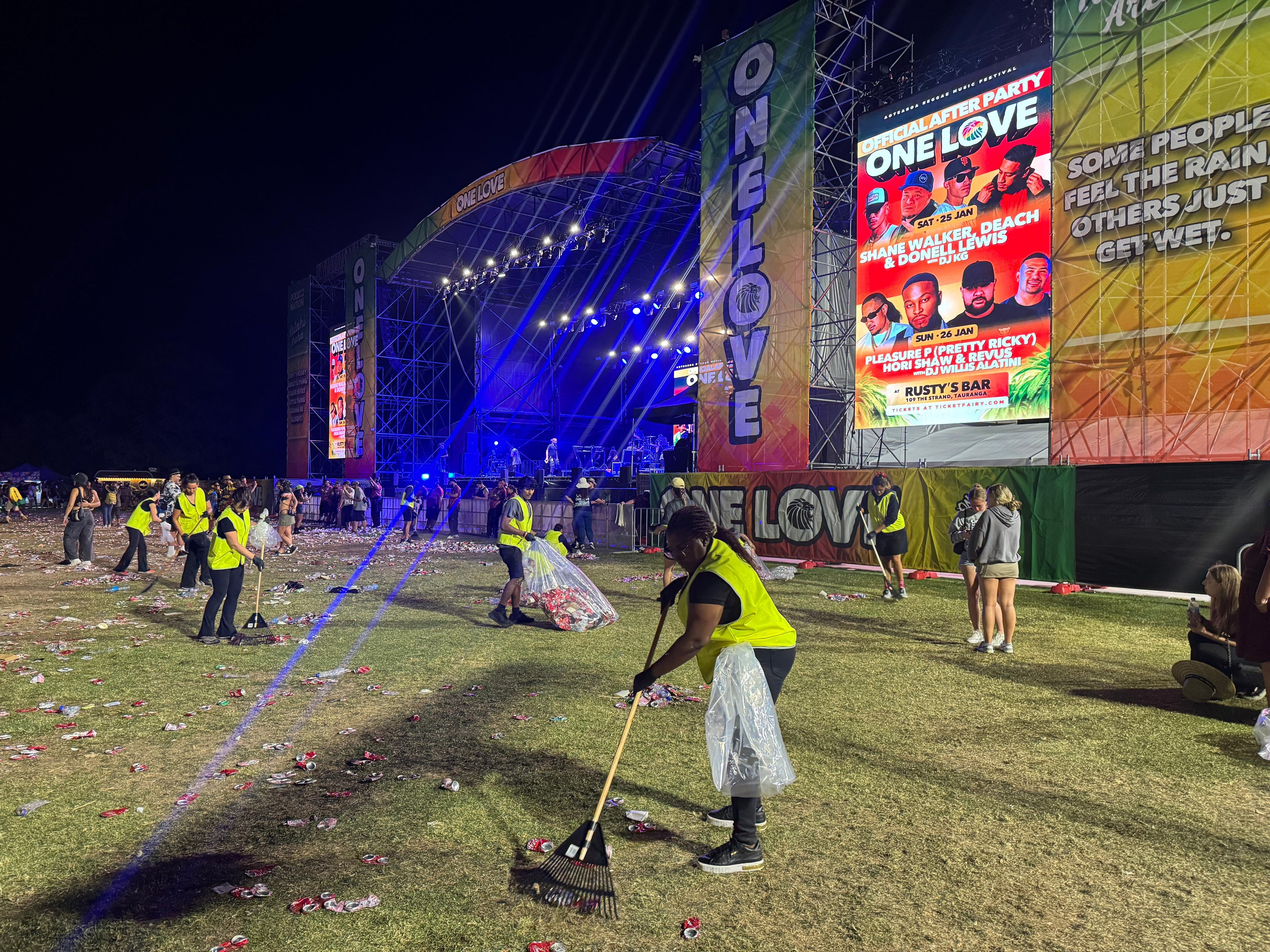 Clean Vibes New Zealand team cleaning after music festival