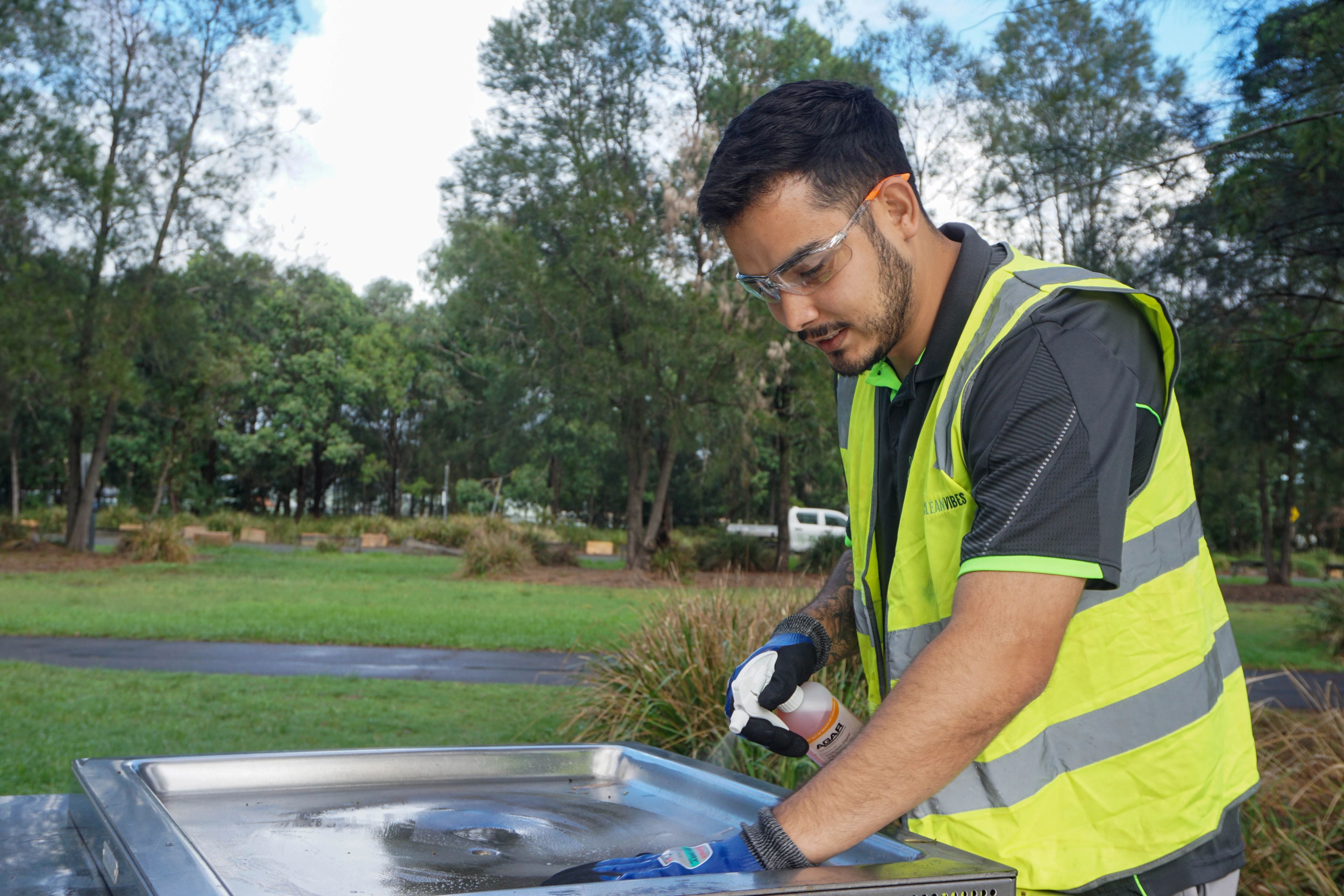 Clean Vibes Staff Cleaning BBQ 