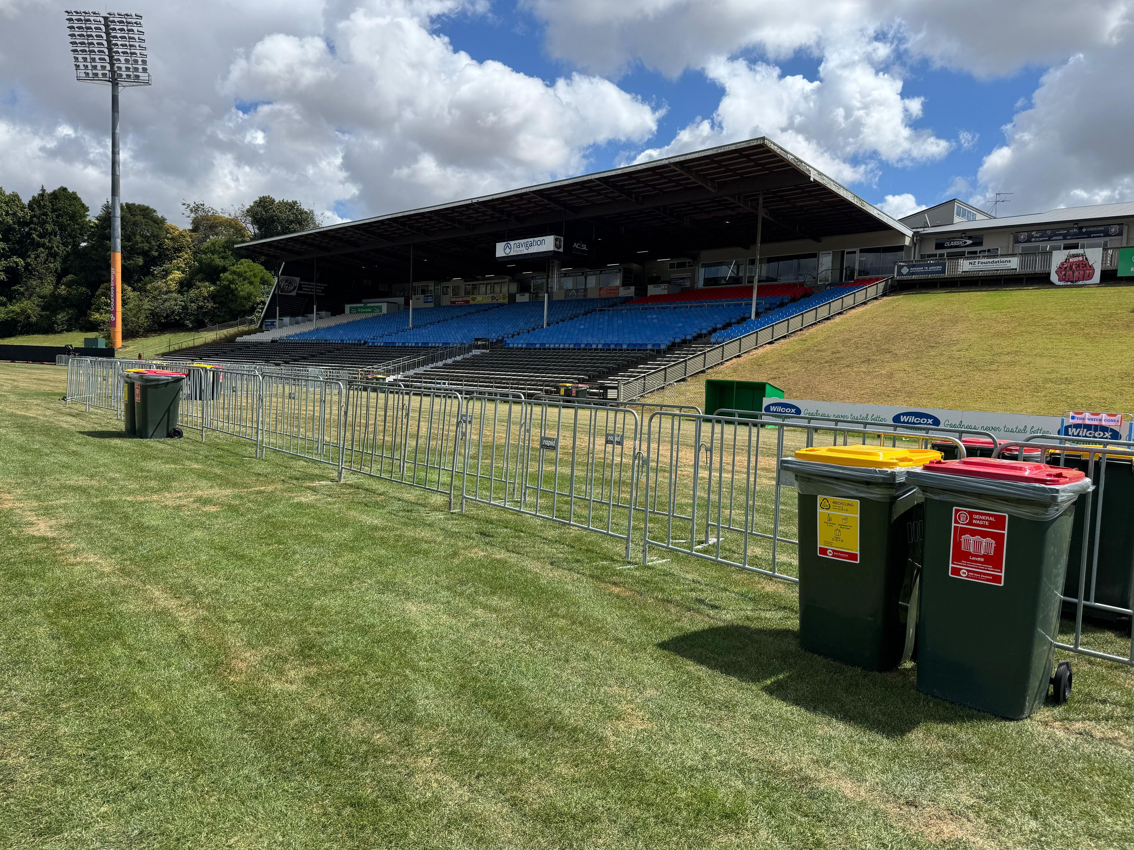 Set of bins displayed at Maoli’s concert in Auckland