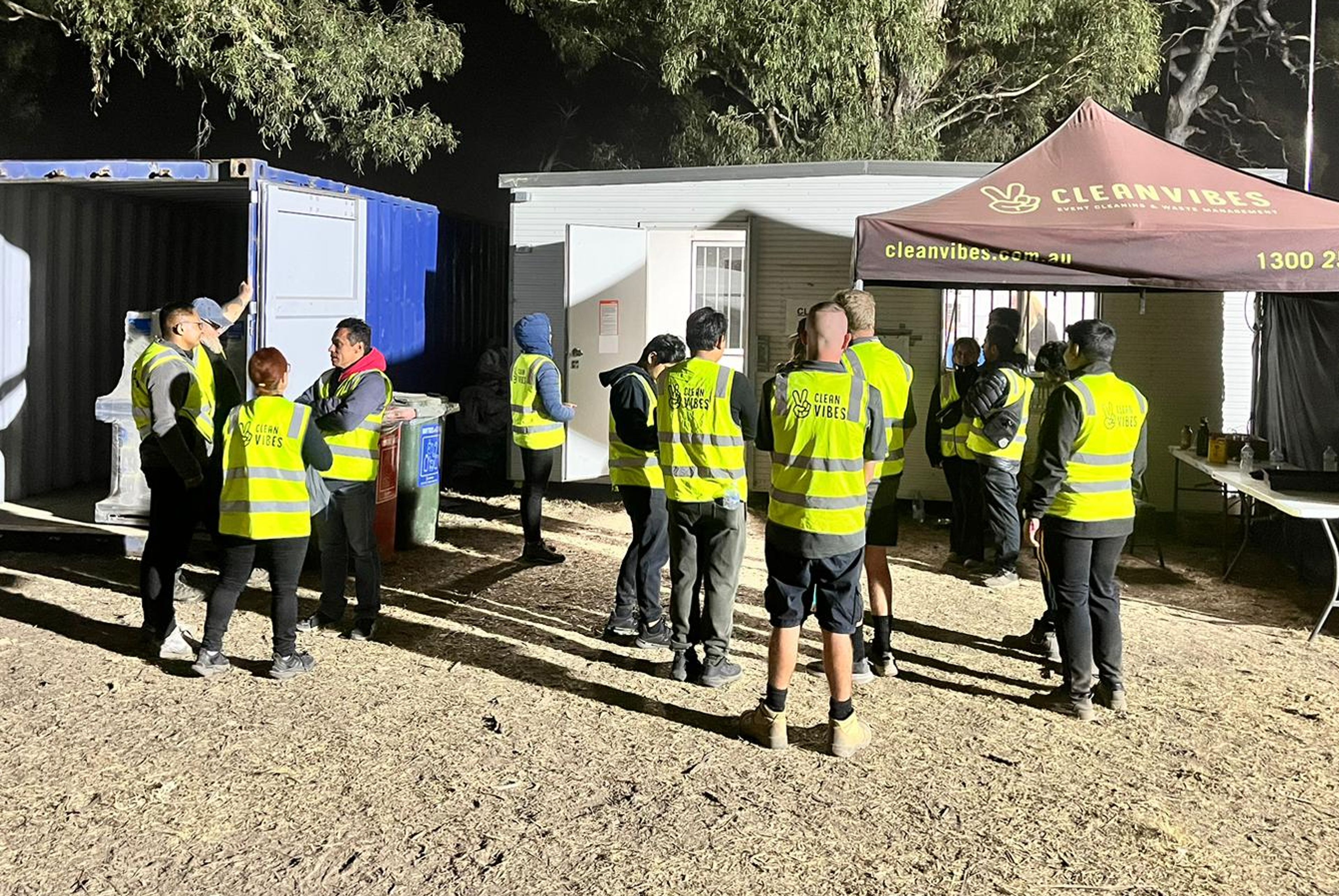 Clean Vibes staffs regrouping before starting their shifts