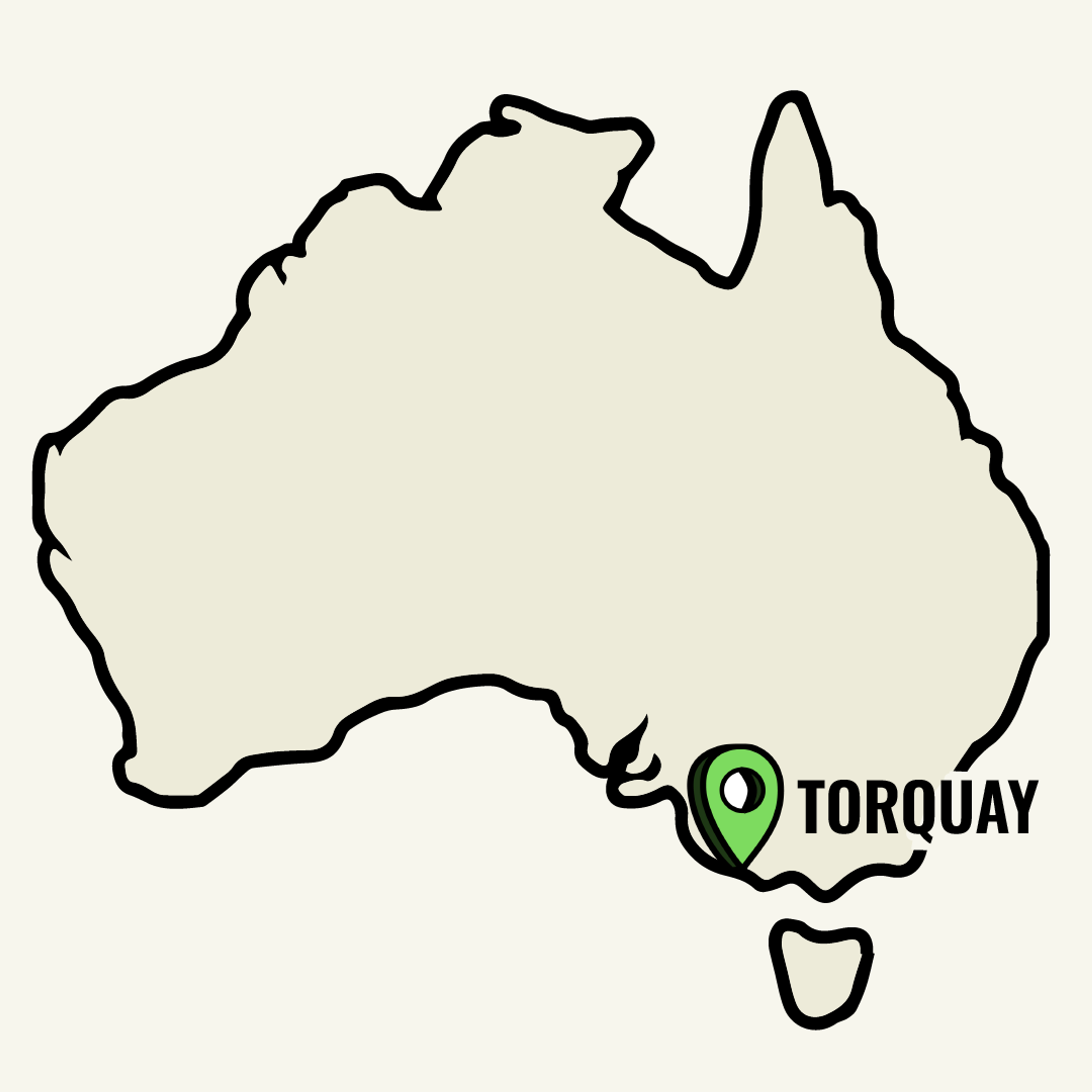 Map of Australia showcasing Torquay location point