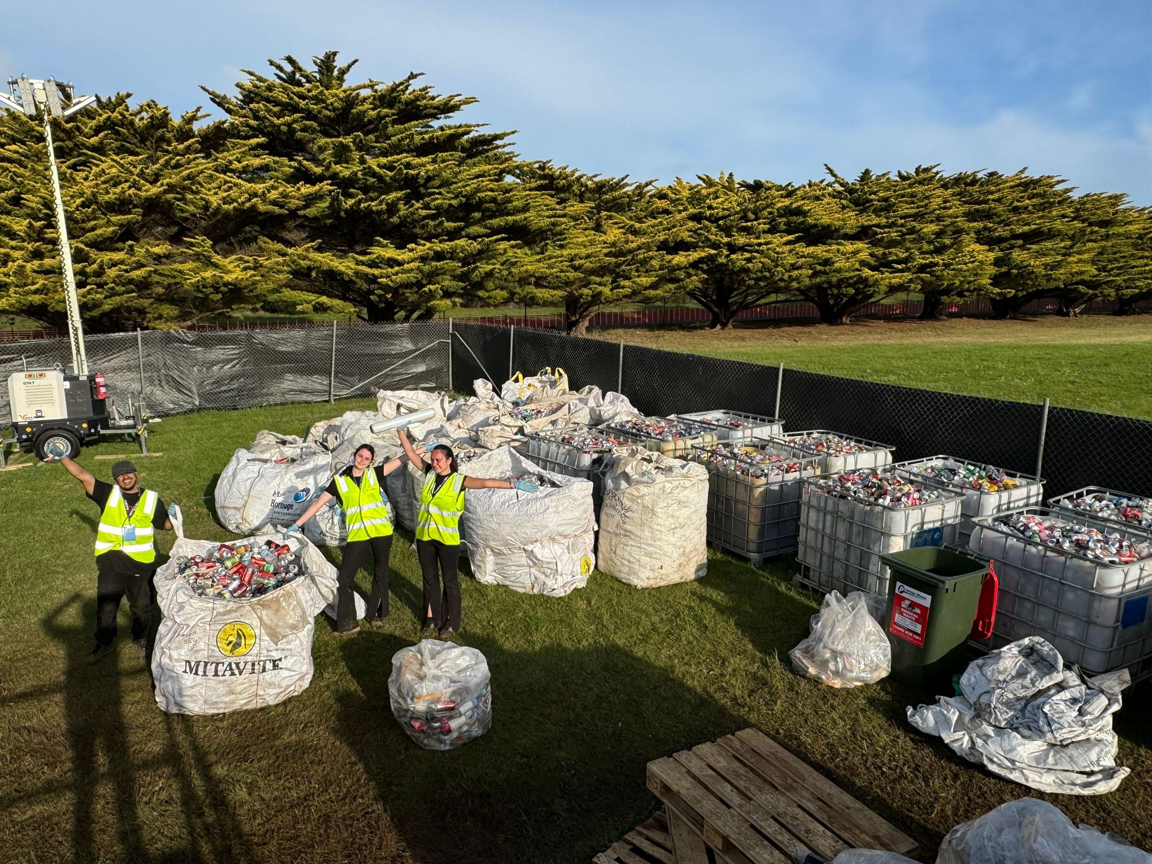 Clean Vibes staffs sorting waste at compound at Moto GP Phillip Island 2024