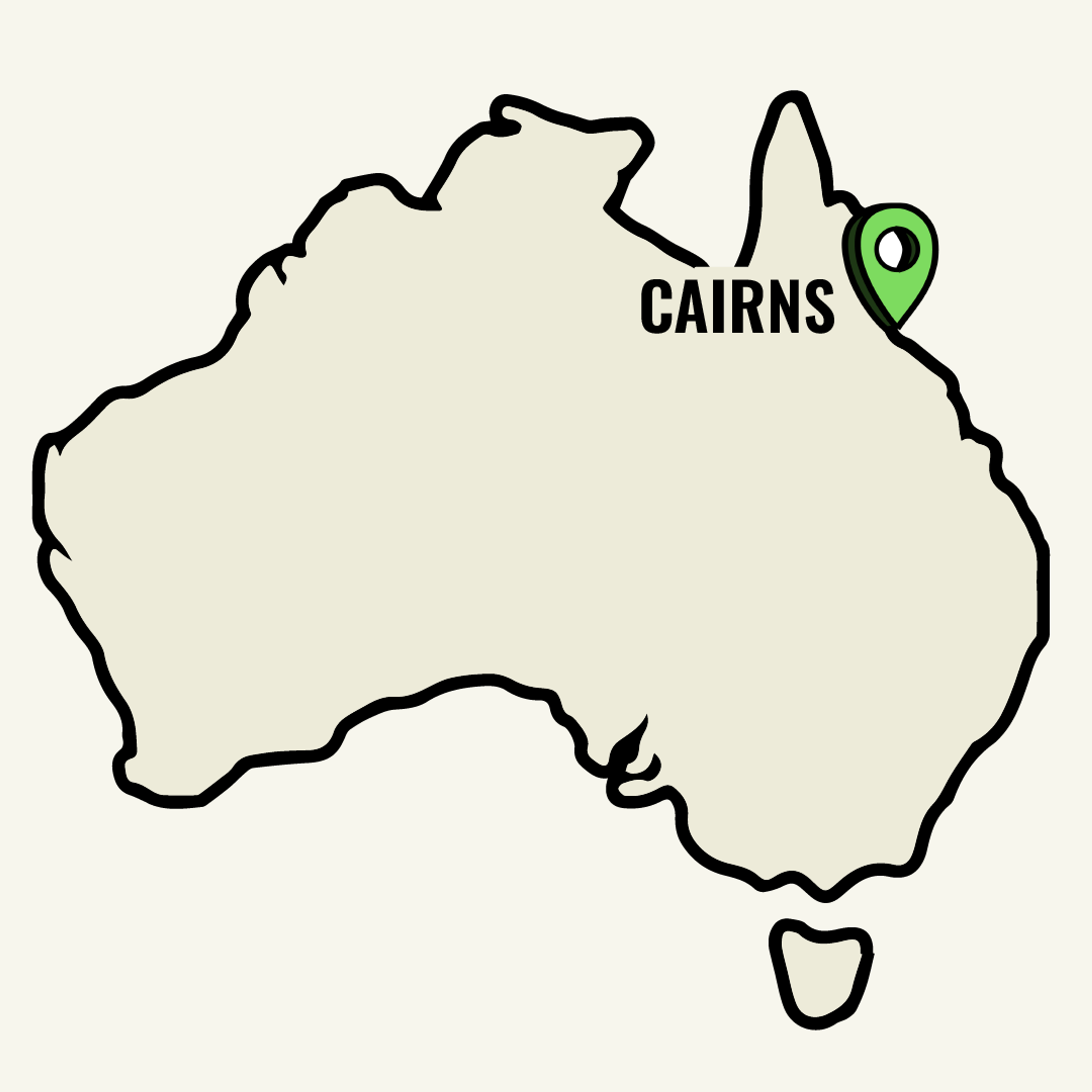 Map of Australia showcasing Cairns location point