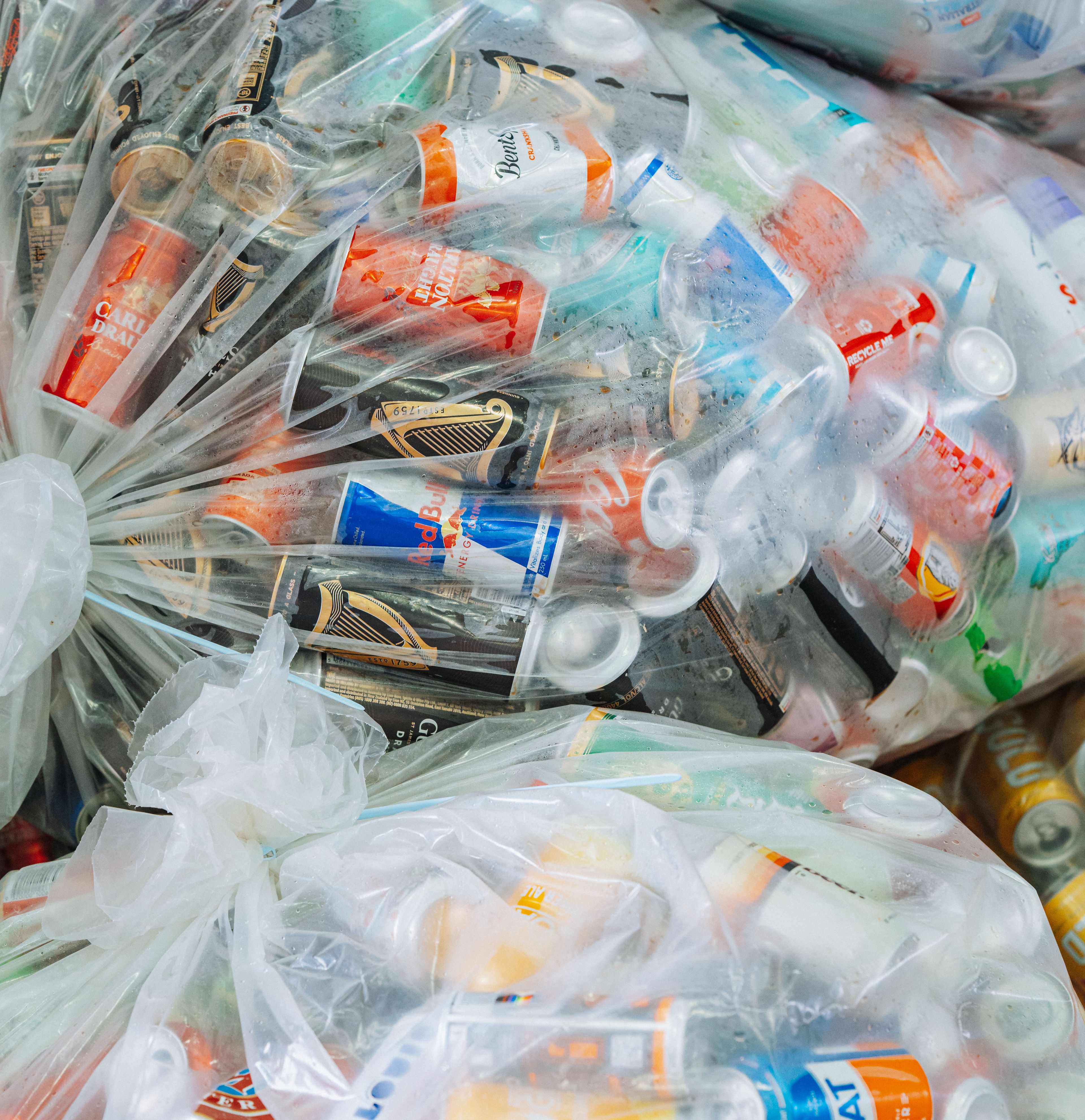 Bags of cans and bottles