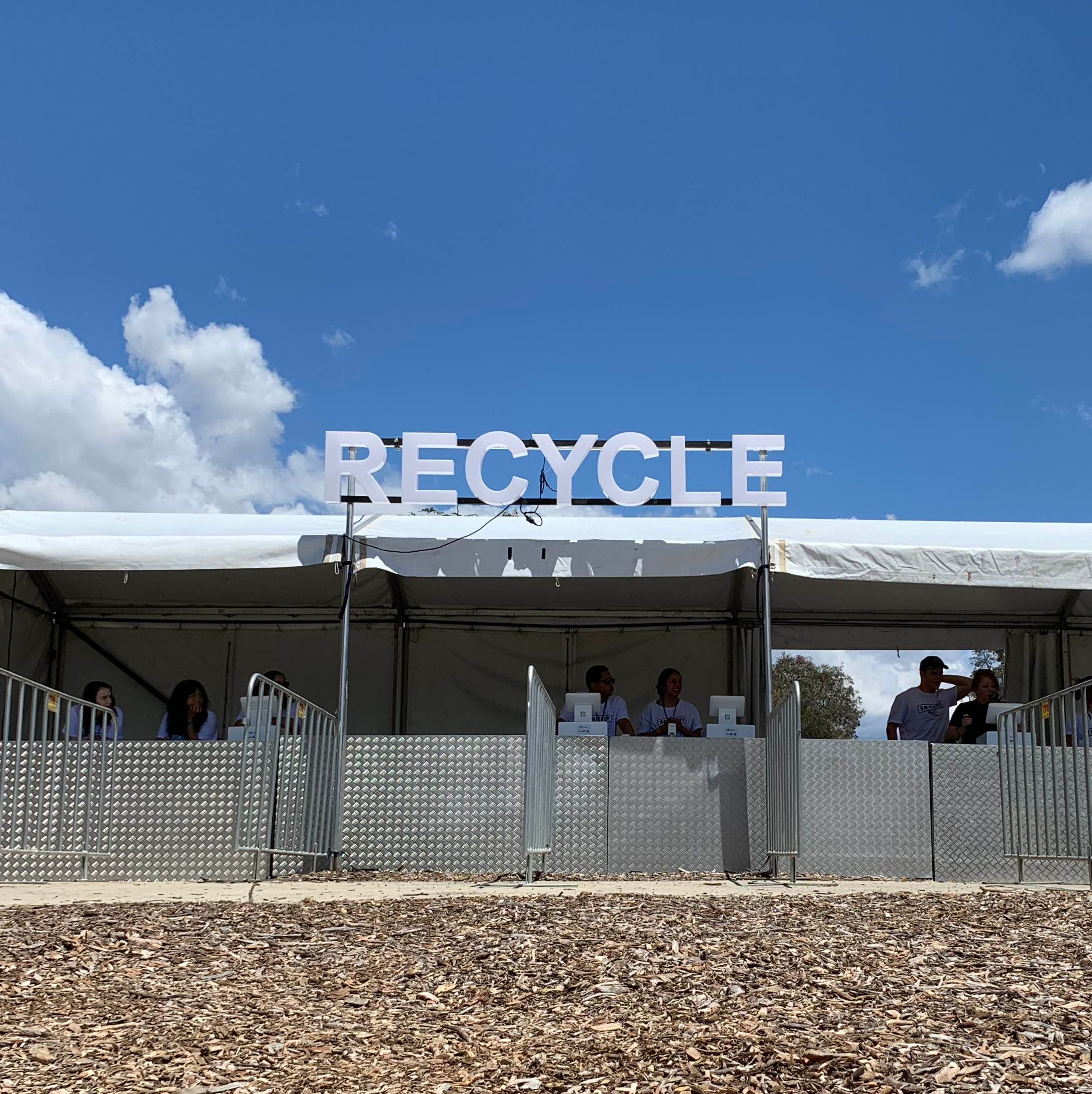 Recycling sign at event