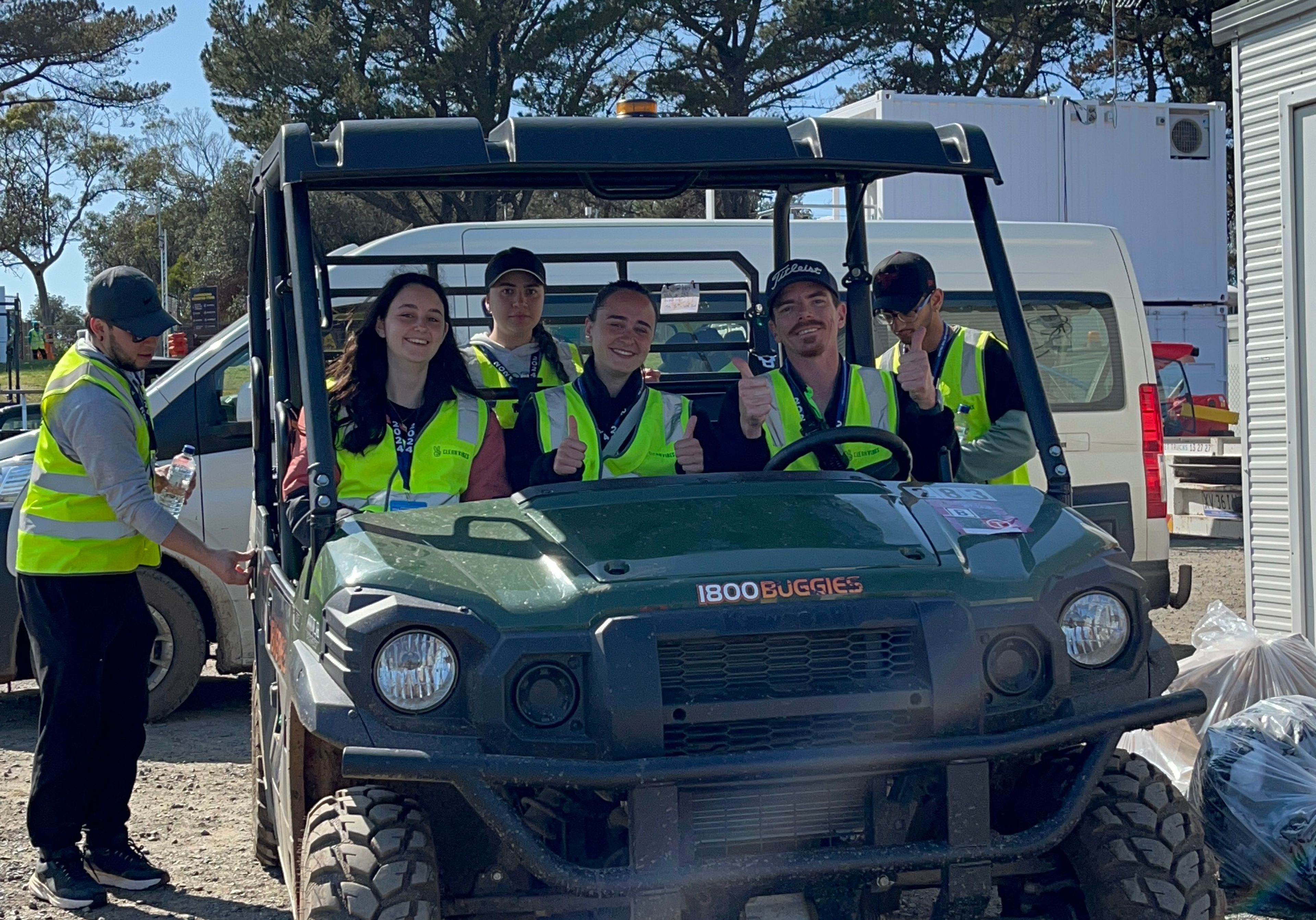 Clean Vibes team on a buggy at Phillip Island