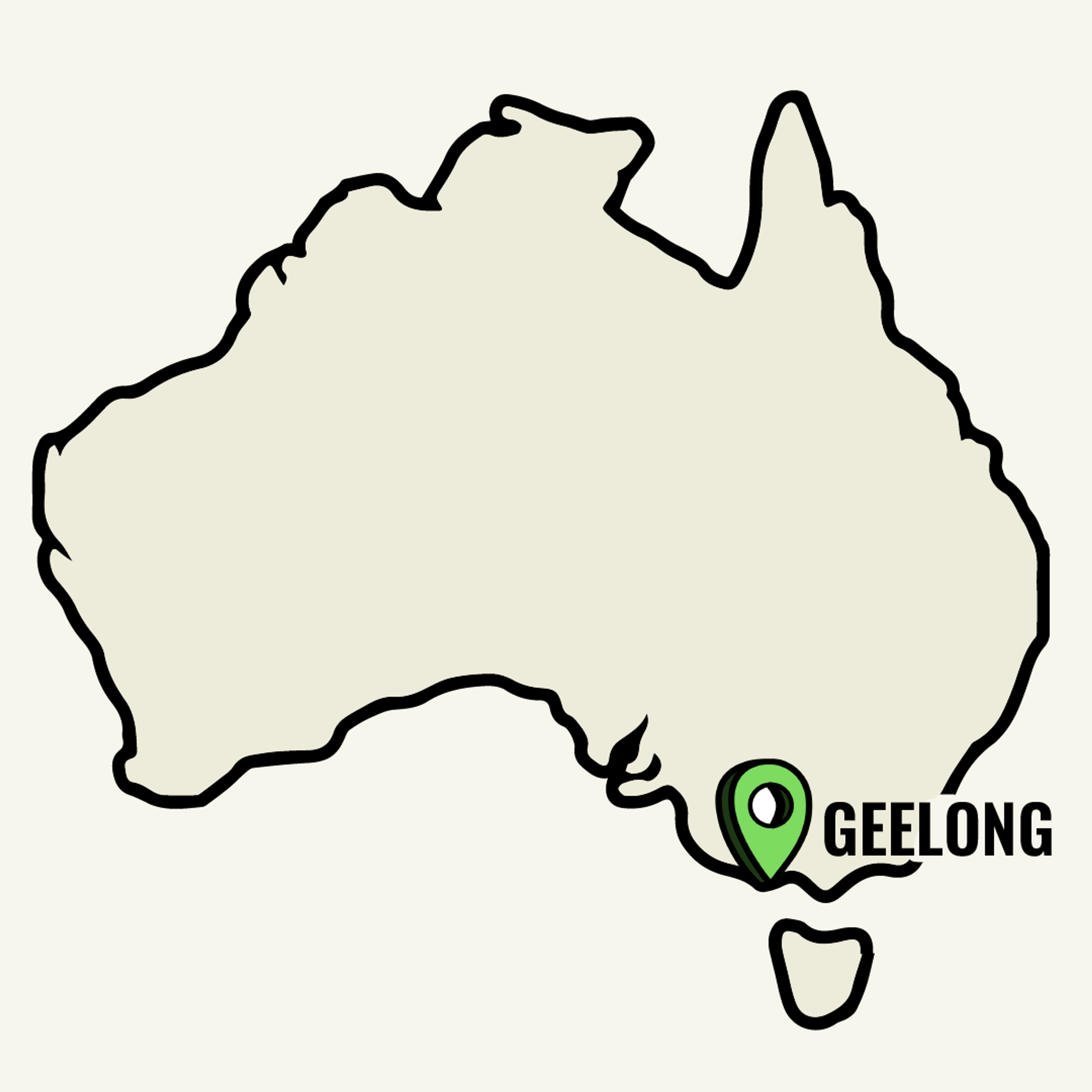 Map of Australia showcasing Geelong location point