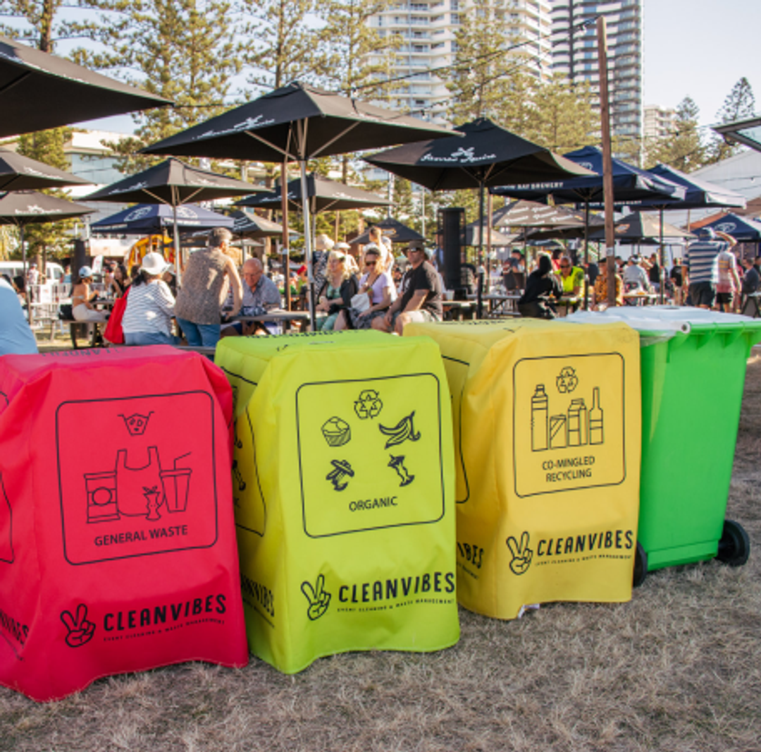 Clean Vibes set of bins with clear signages