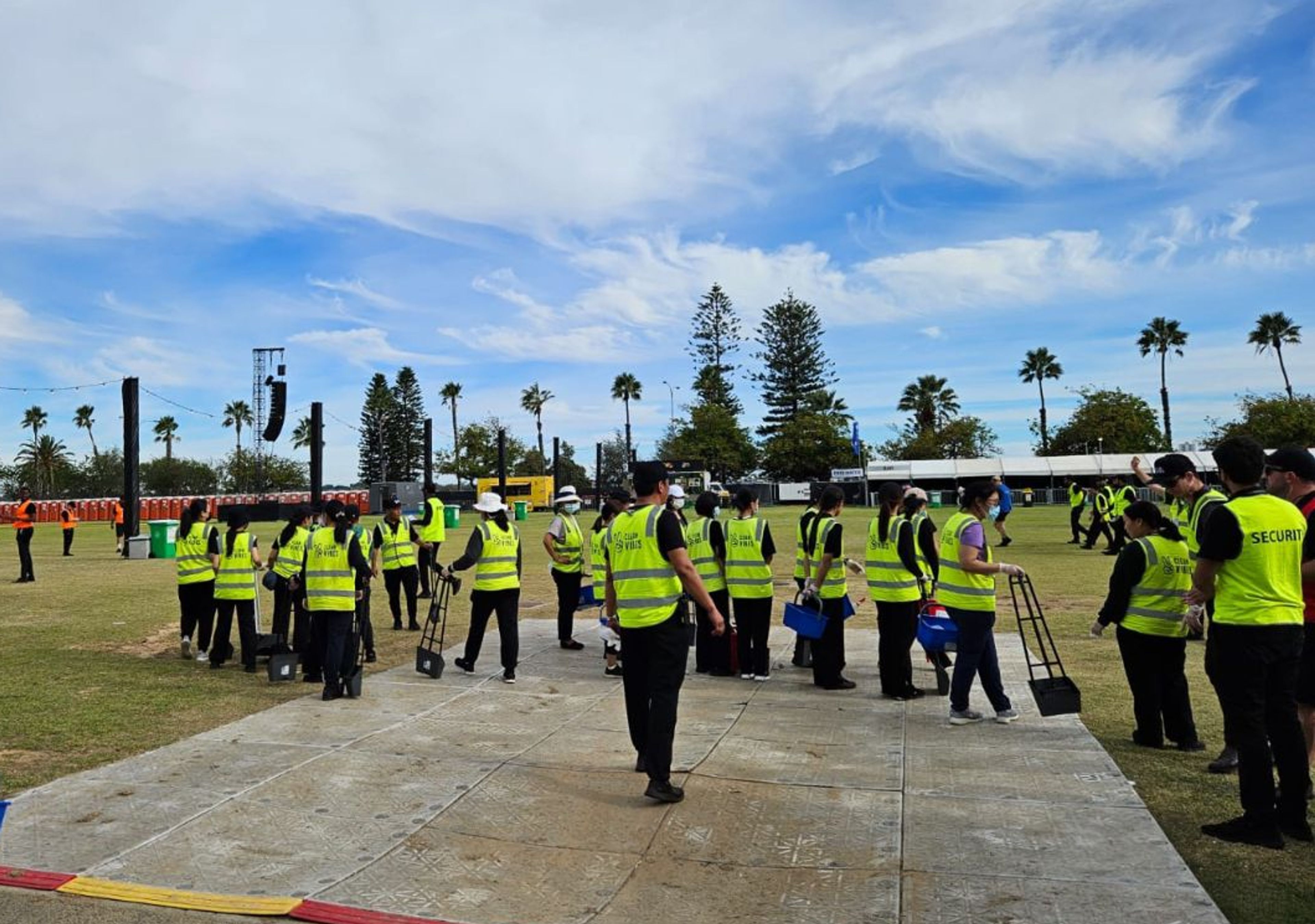 Clean Vibes staffs with cleaning equipment
