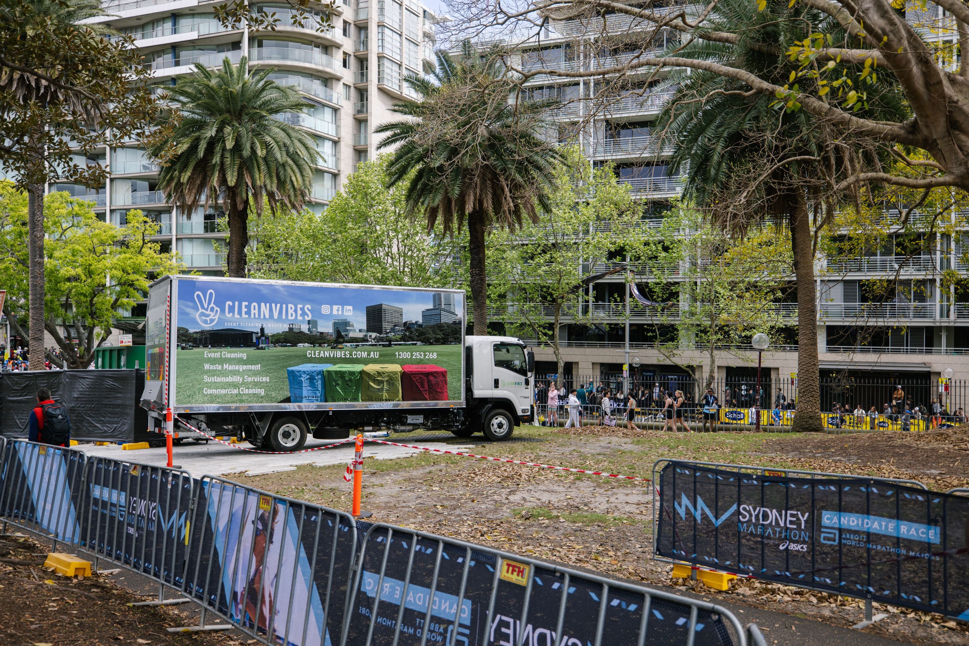 Clean Vibes truck parked in Royal Botanical Garden Sydney