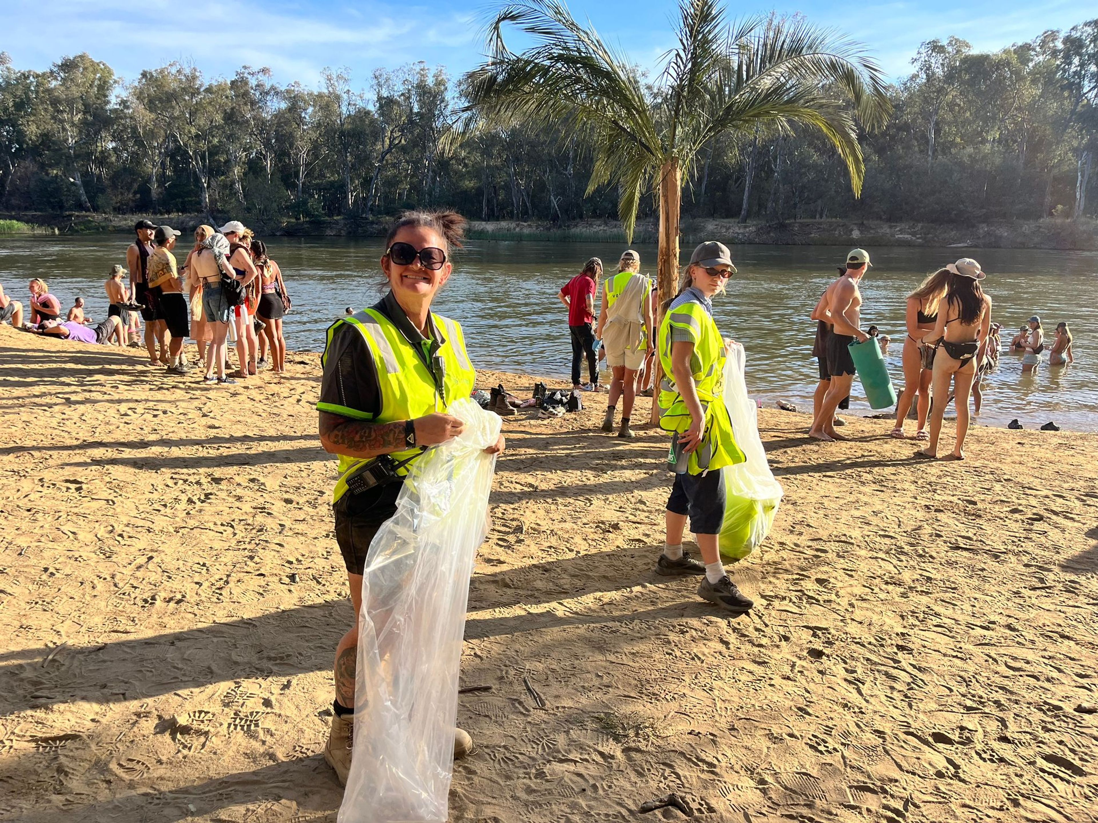 Clean Vibes team cleaning at the festival