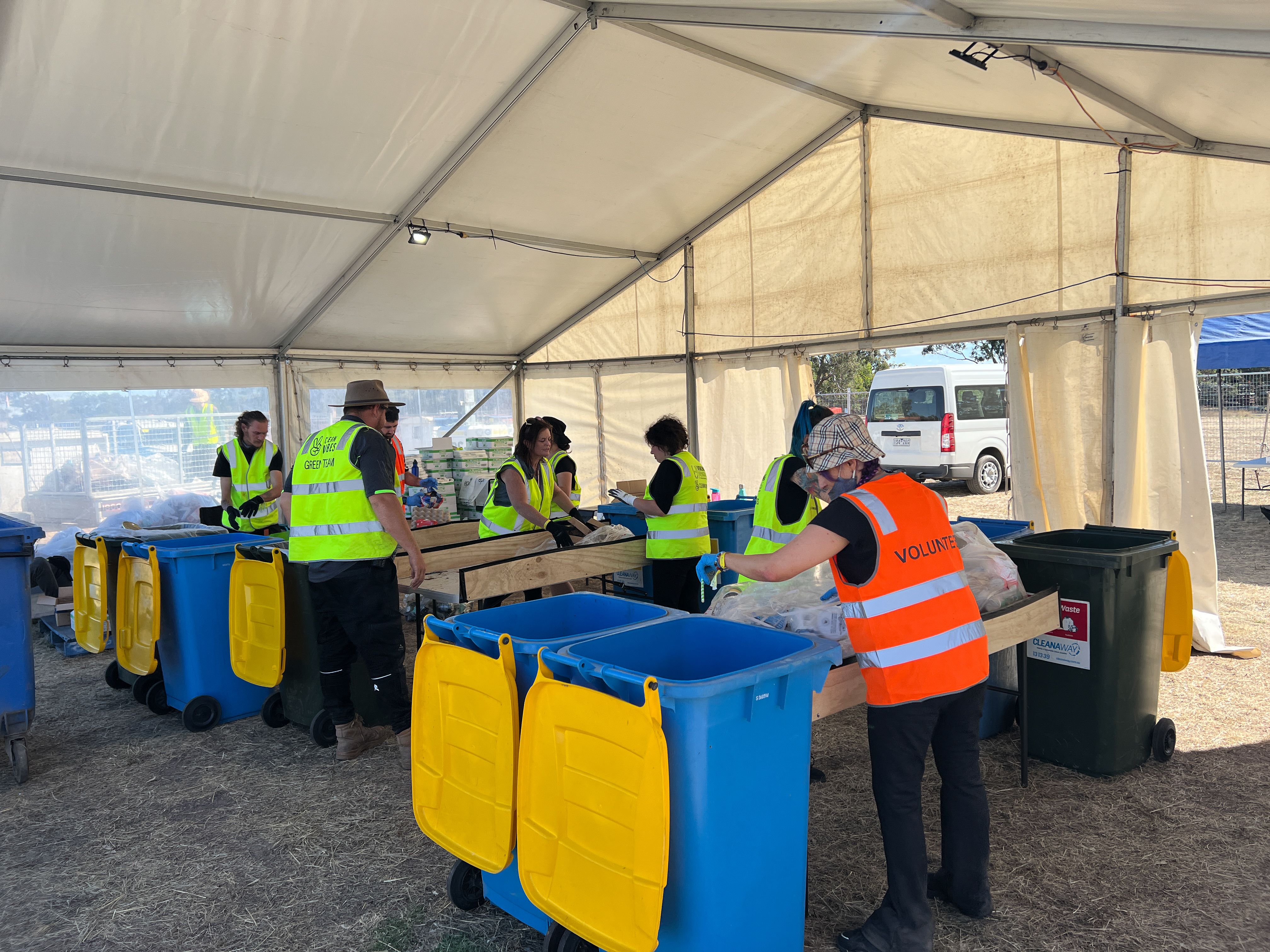 Clean Vibes team emptying bins