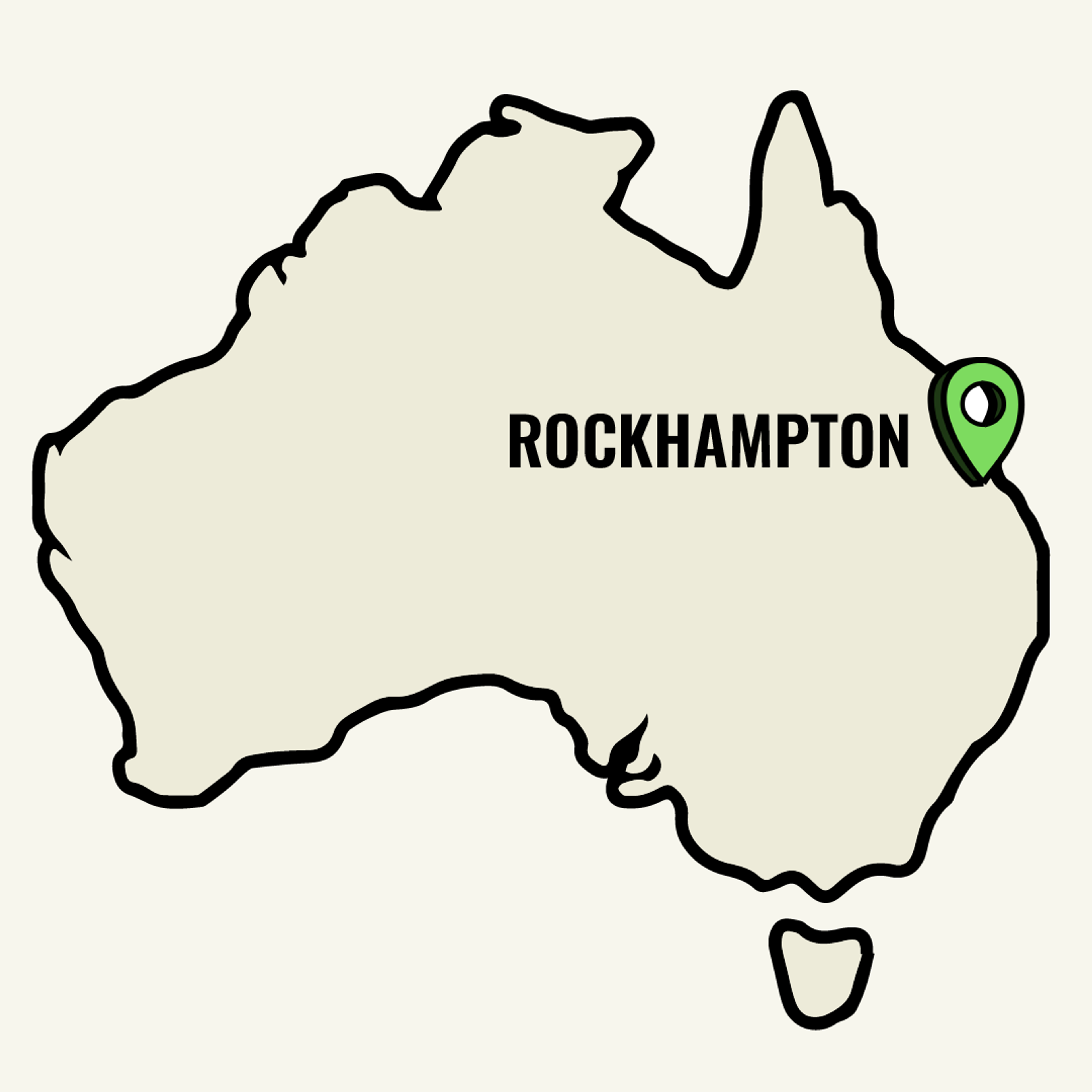 Map of Australia showcasing Rockhampton location point