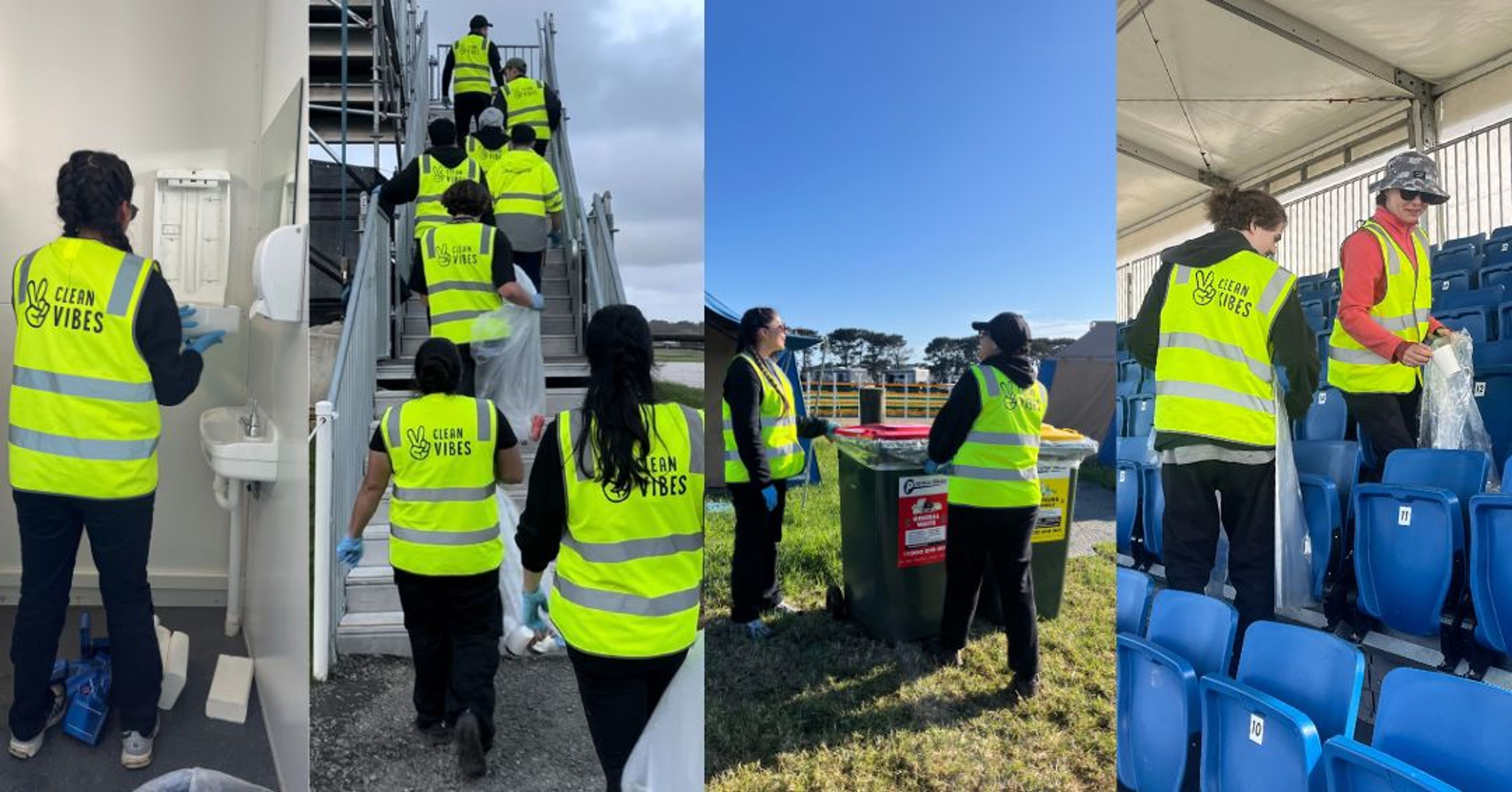 Clean Vibes staffs cleaning different area of the Moto GP 2024 Melbourne