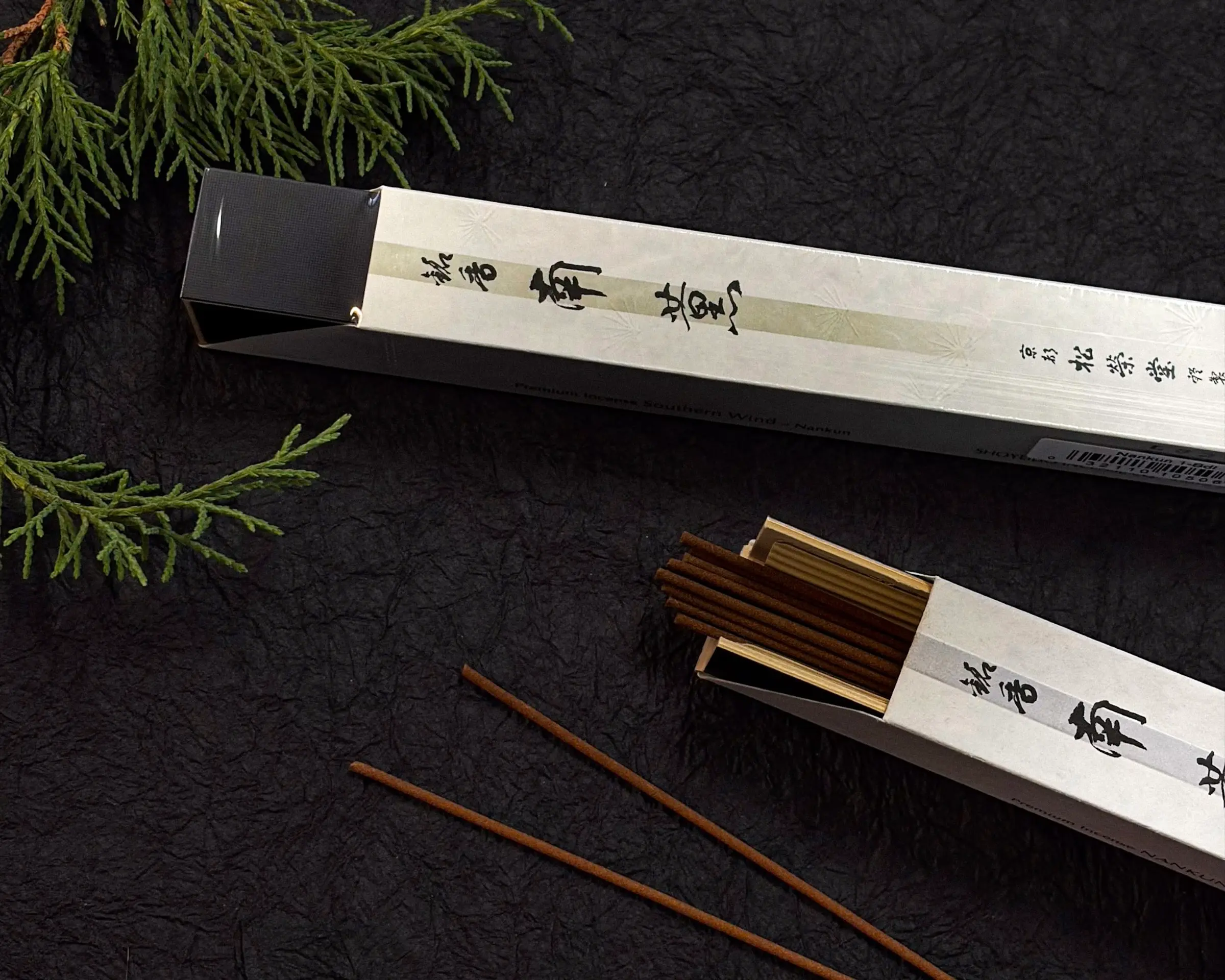Shoyeido Japanese incense collection featuring Eternal Treasure, Golden Pavilion, Autumn Leaves, Moss Garden and Overtones Palo Santo, a range of traditional Japanese incense fragrances available at Handcrafted Modern.