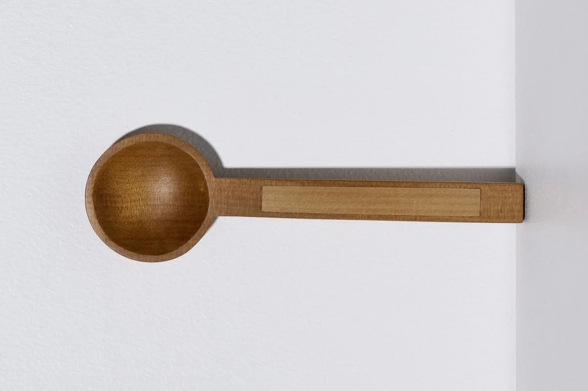 A hand carved inset spoon from Courtney Petleys 100 piece series hand made in Aotearoa, New Zealand