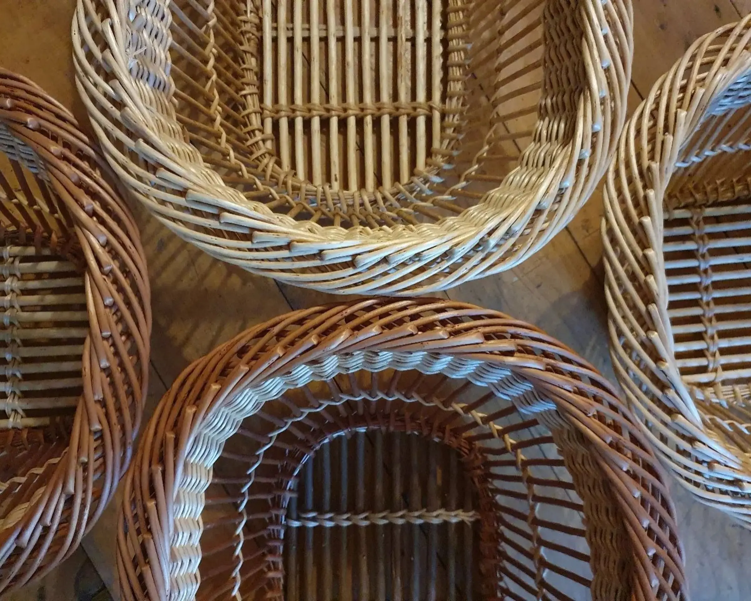 close up shot of willow market baskets