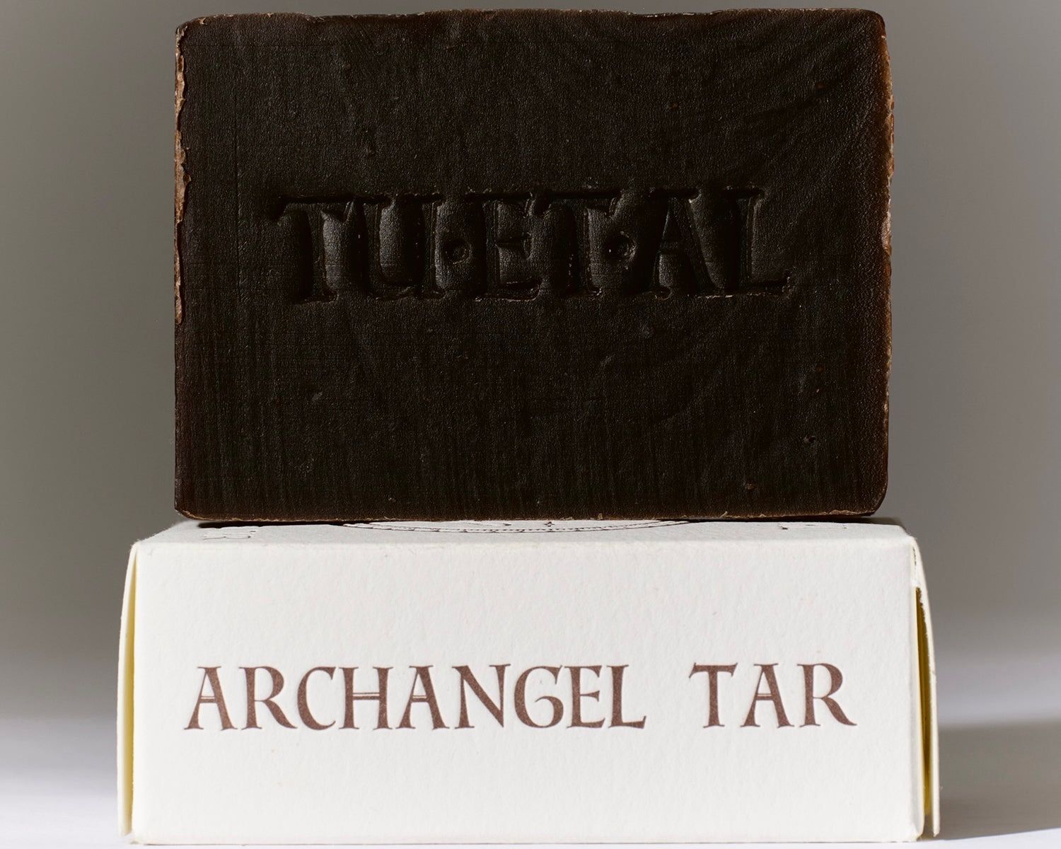 Tuétal Archangel Tar cold process pine tar soap handcrafted with true Swedish pine tar resin.