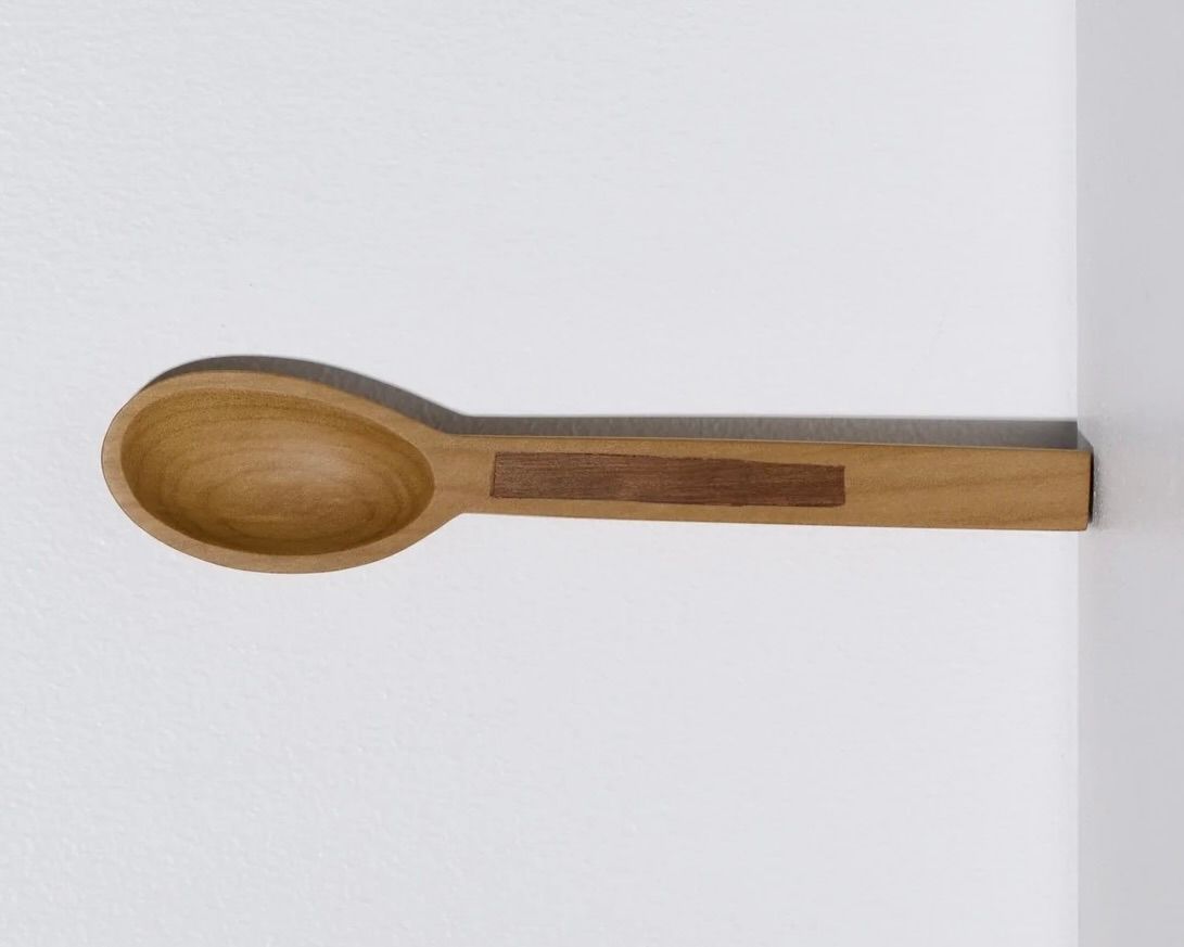 A hand carved inset spoon from Courtney Petleys 100 piece series hand made in Aotearoa, New Zealand