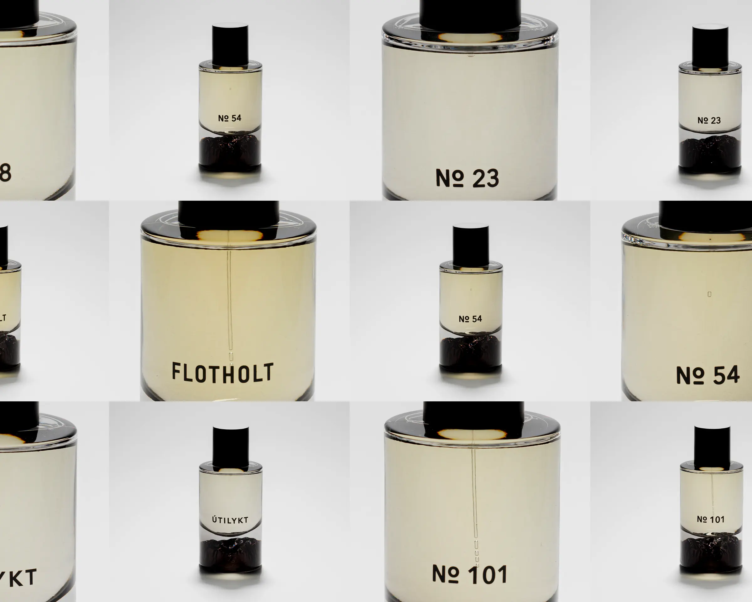 Fischersund New Handblown Glass Bottles grouped in a grid - All