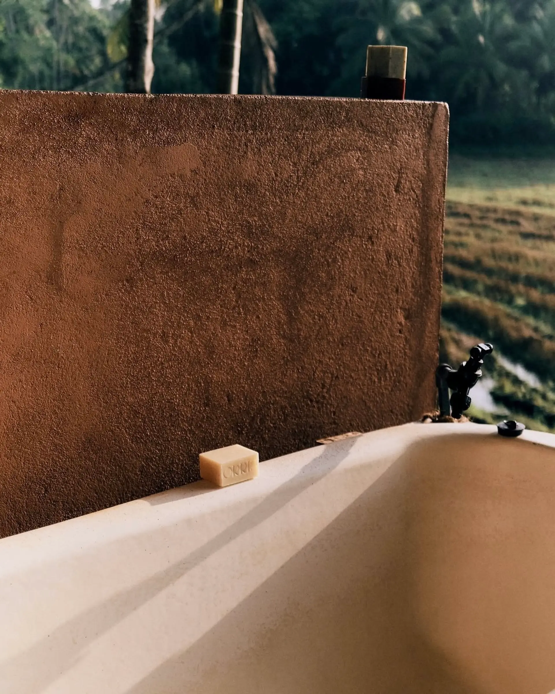 Orris soap on an outside bath