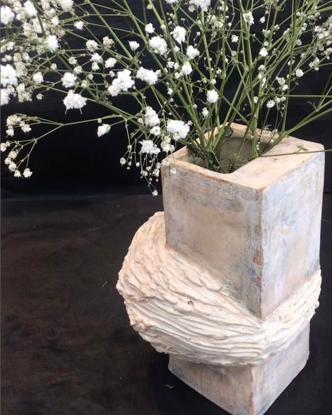 a brutalist pottery vase 