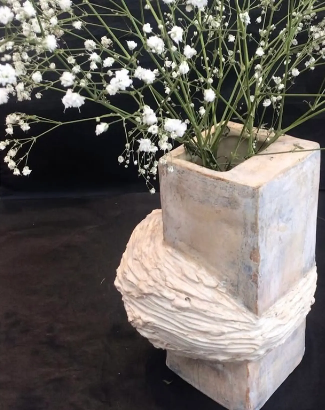 a brutalist pottery vase