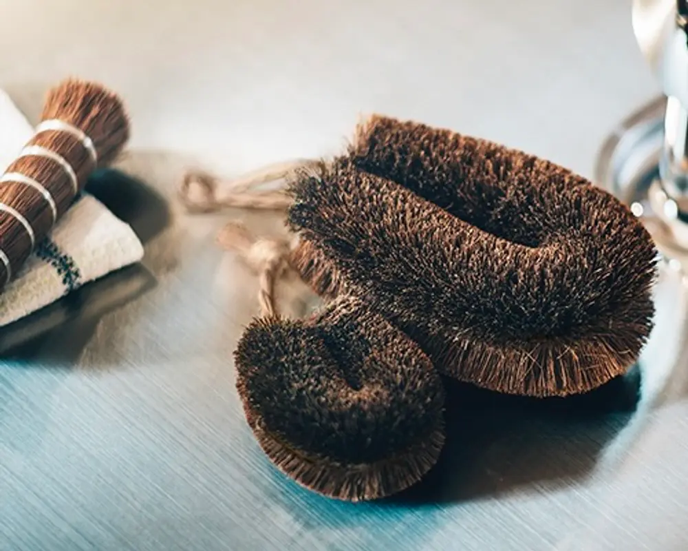 Sasara tawashi brush's on a kitchen bench