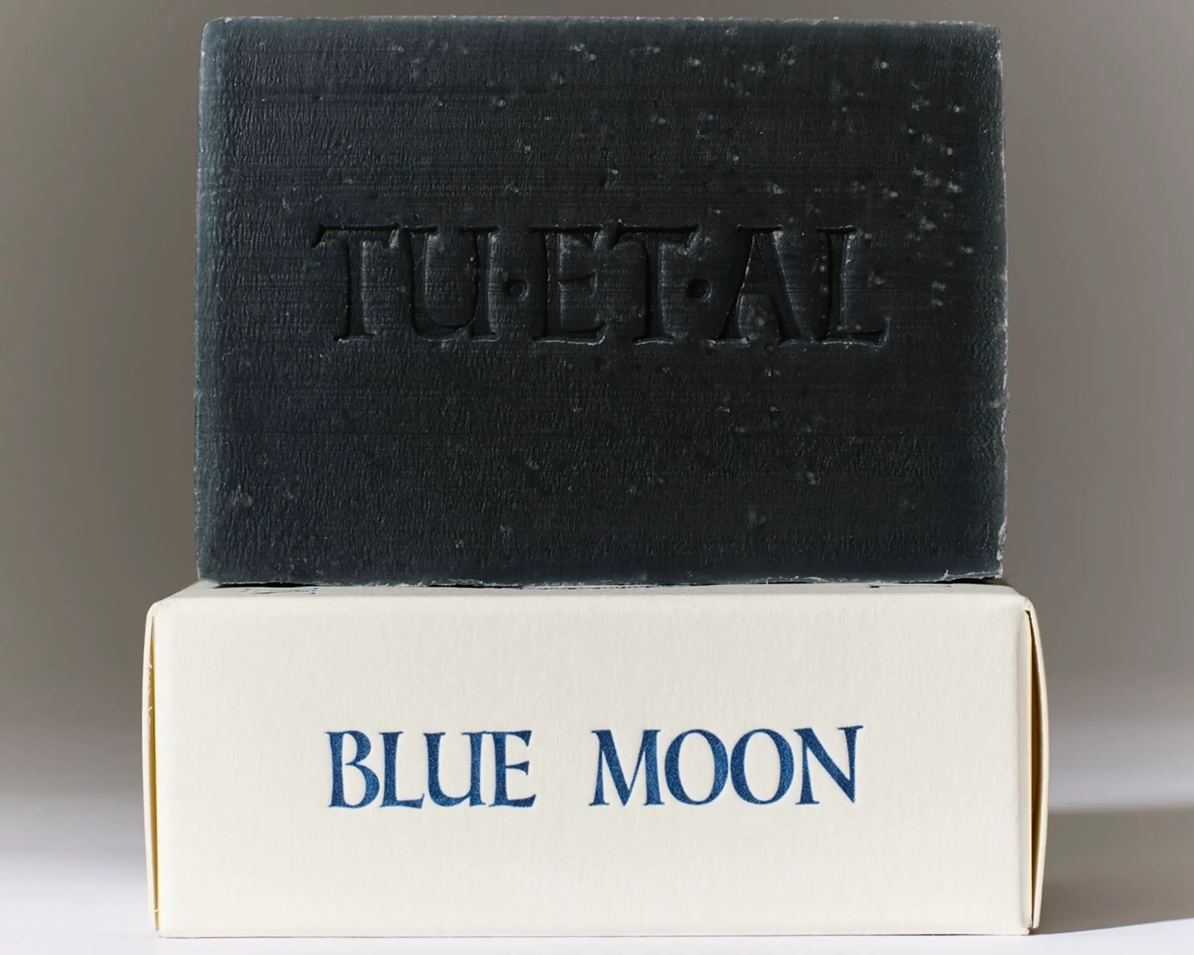 Handcrafted in the Catskill Mountains, Blue Moon Cold Process Soap by Tuétal is naturally coloured with organic indigo and scented with Spanish cypress, petitgrain, lavender and palmarosa.