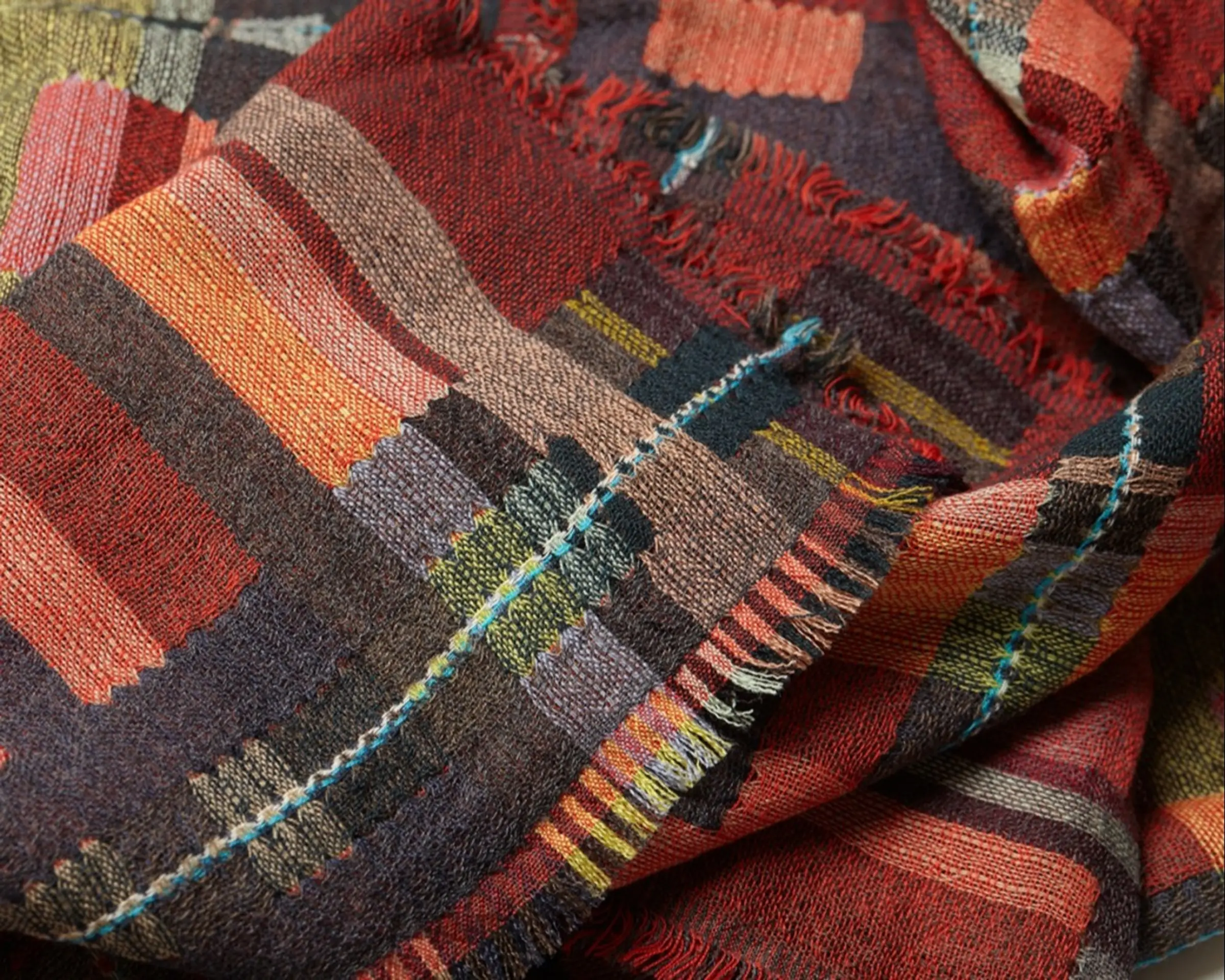 close up detail of double cloth wool wrap