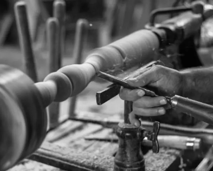 woodturner on a lathe